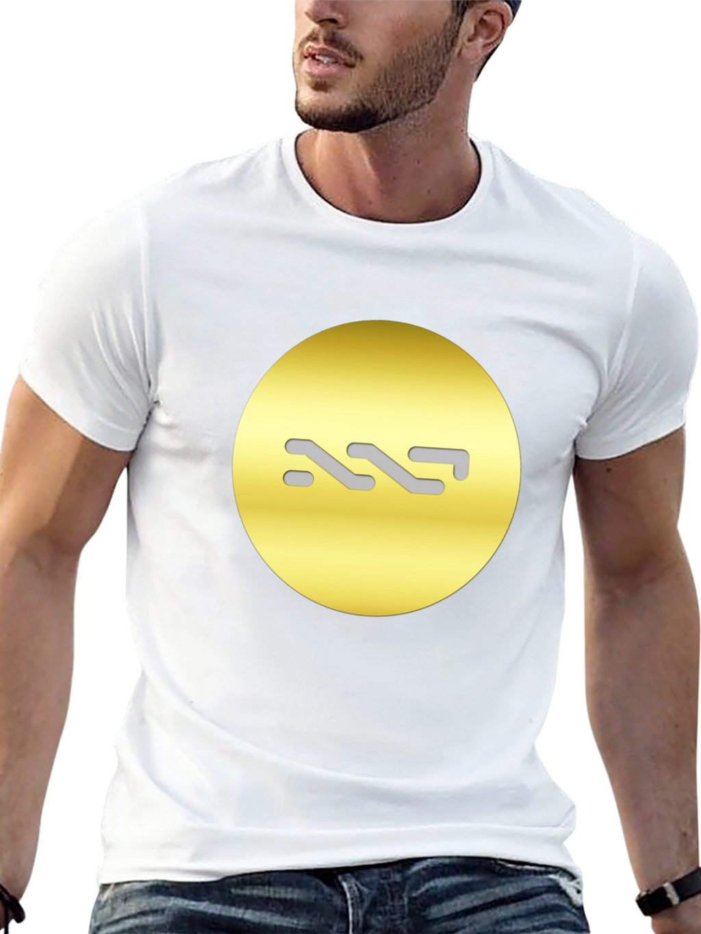 Modern Black Tee with Abstract Gold Design
