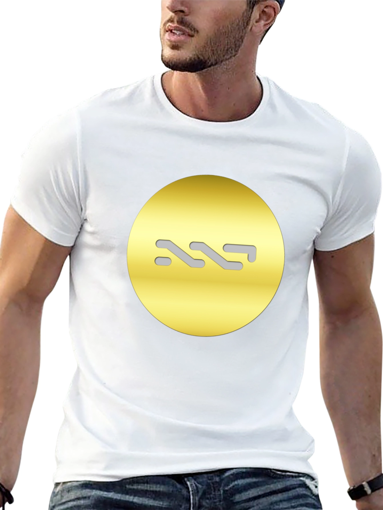 Modern Black Tee with Abstract Gold Design