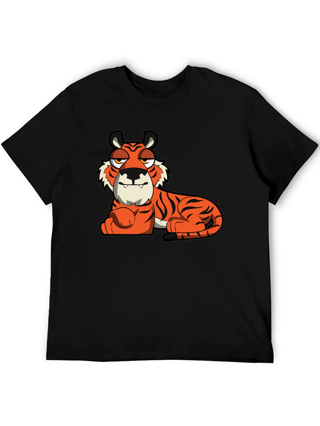 Cool Cartoon Tiger Black T-Shirt