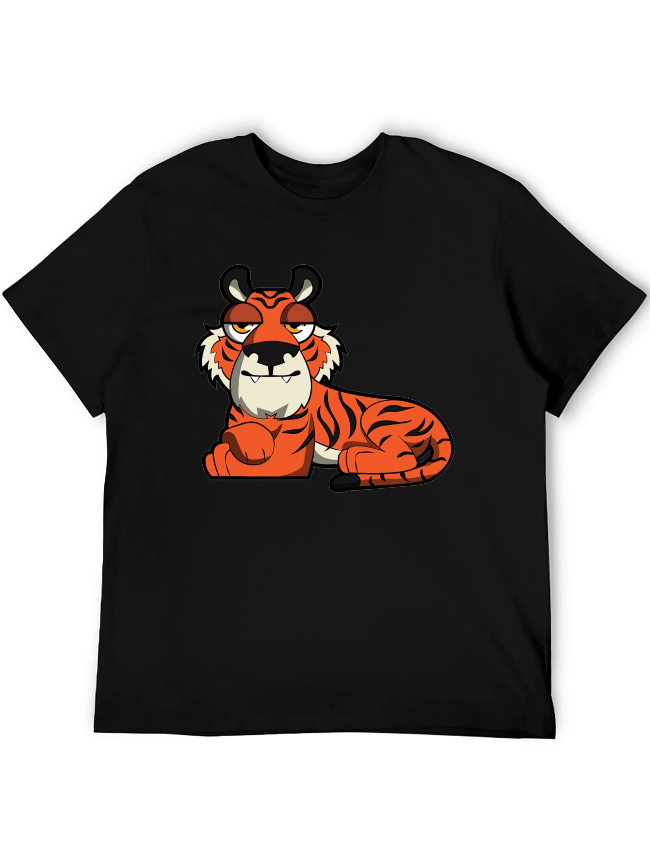 Cool Cartoon Tiger Black T-Shirt