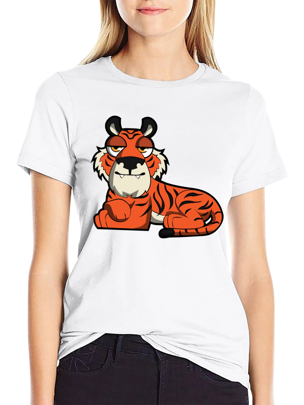 Cool Cartoon Tiger Black T-Shirt