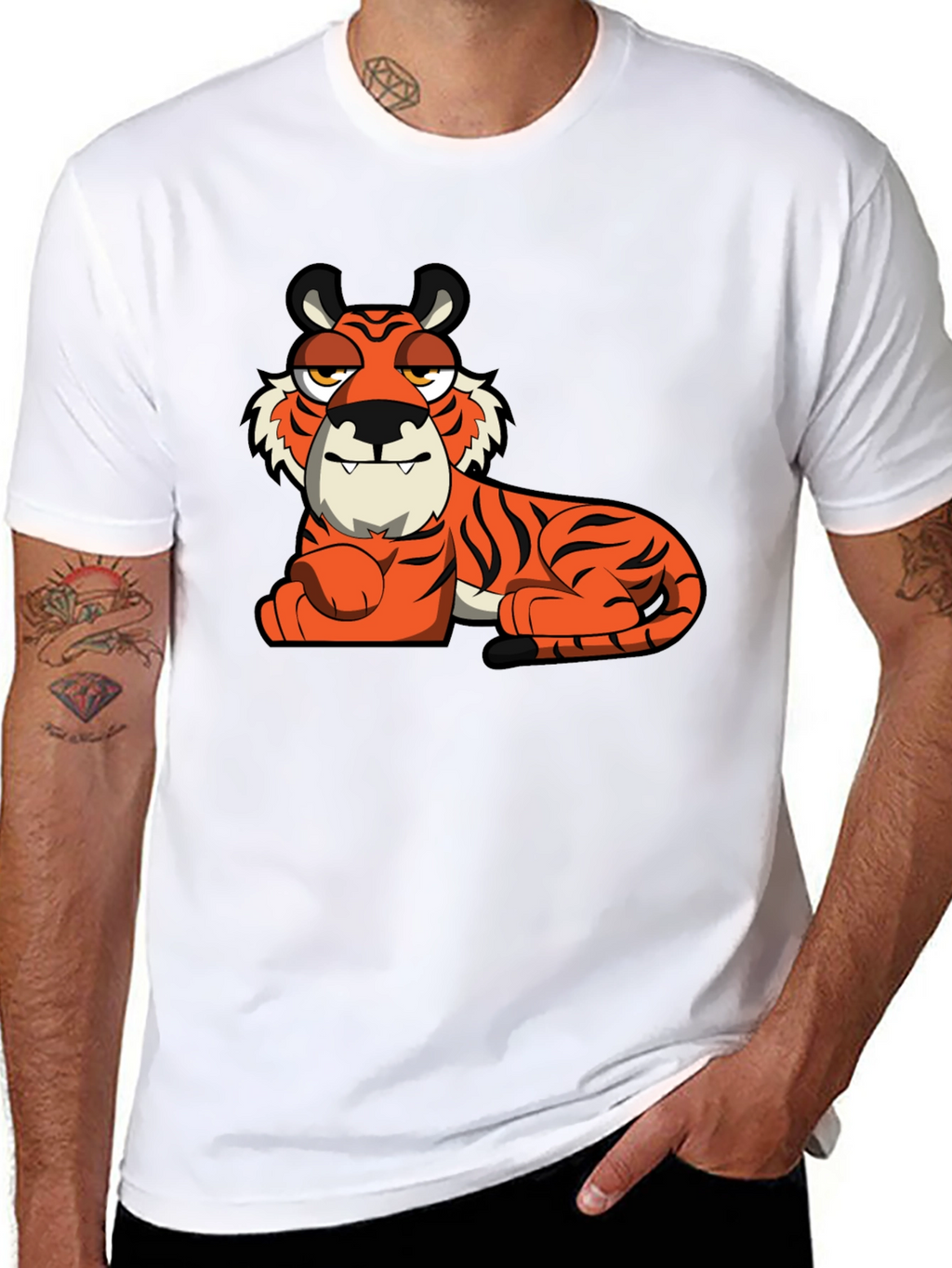 Cool Cartoon Tiger Black T-Shirt