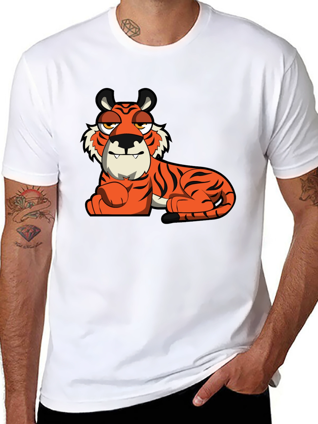 Cool Cartoon Tiger Black T-Shirt