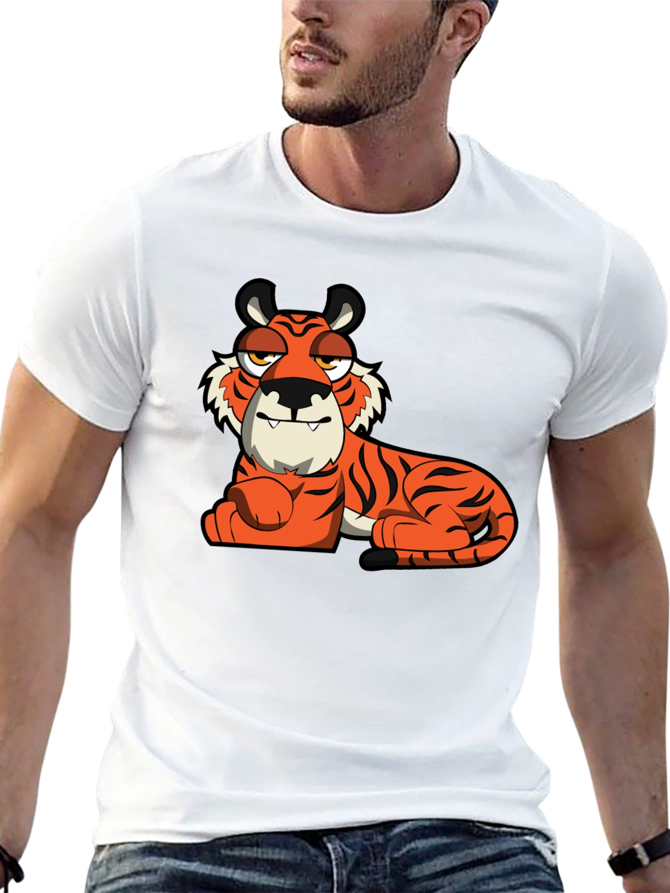 Cool Cartoon Tiger Black T-Shirt