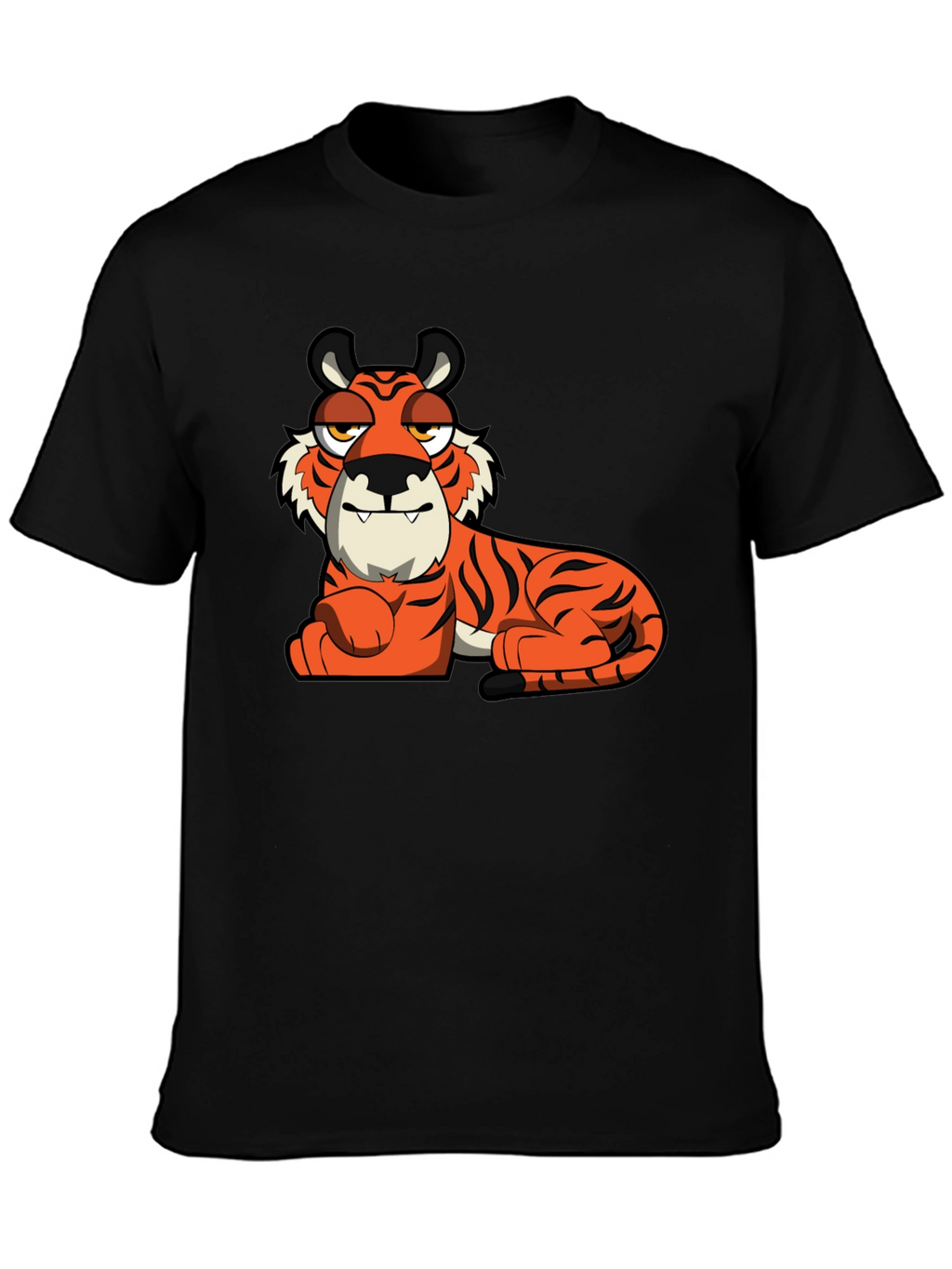 Cool Cartoon Tiger Black T-Shirt