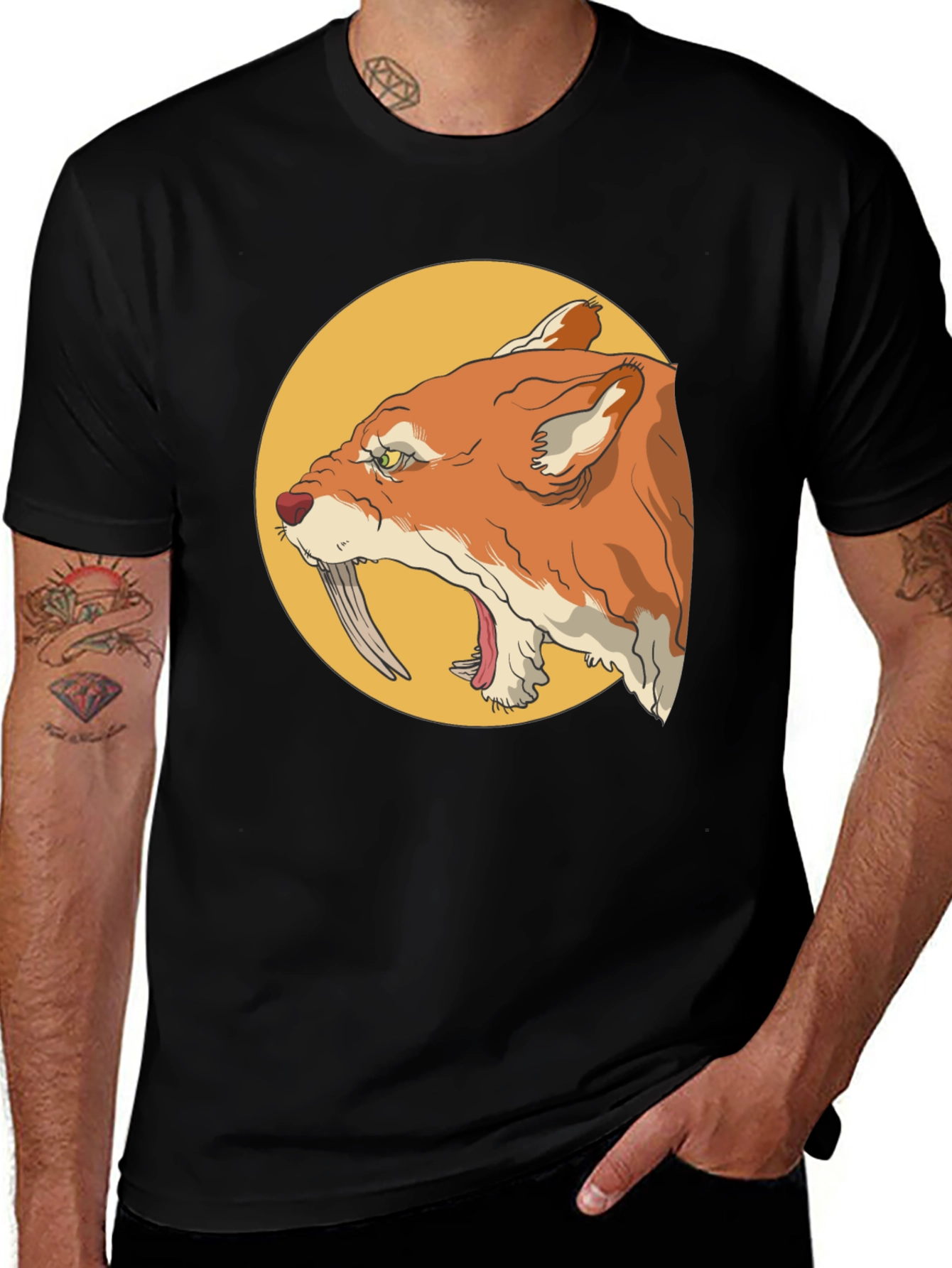 Cool Graphic Tee - Saber-Toothed Cat Design