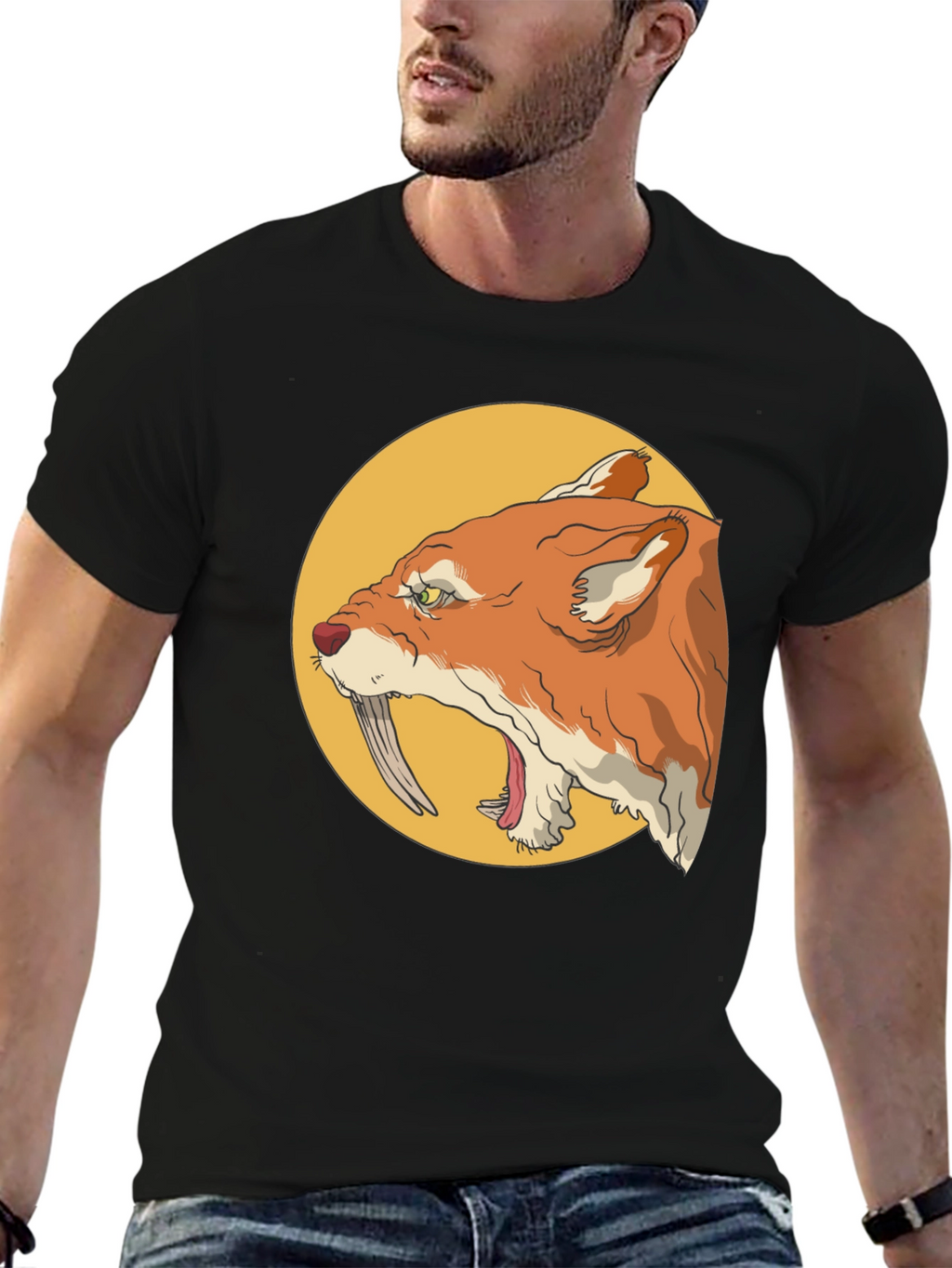 Cool Graphic Tee - Saber-Toothed Cat Design
