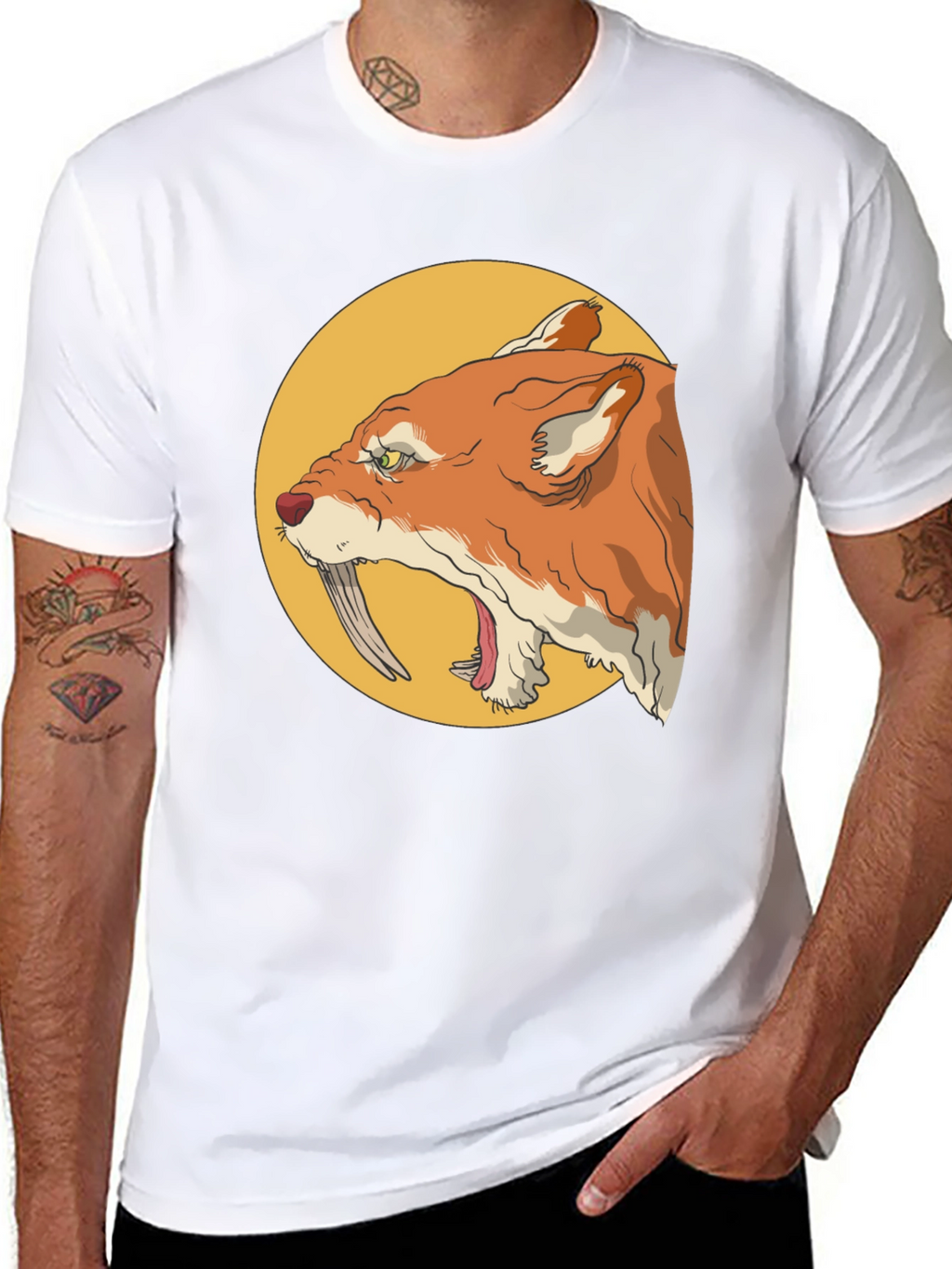 Cool Graphic Tee - Saber-Toothed Cat Design