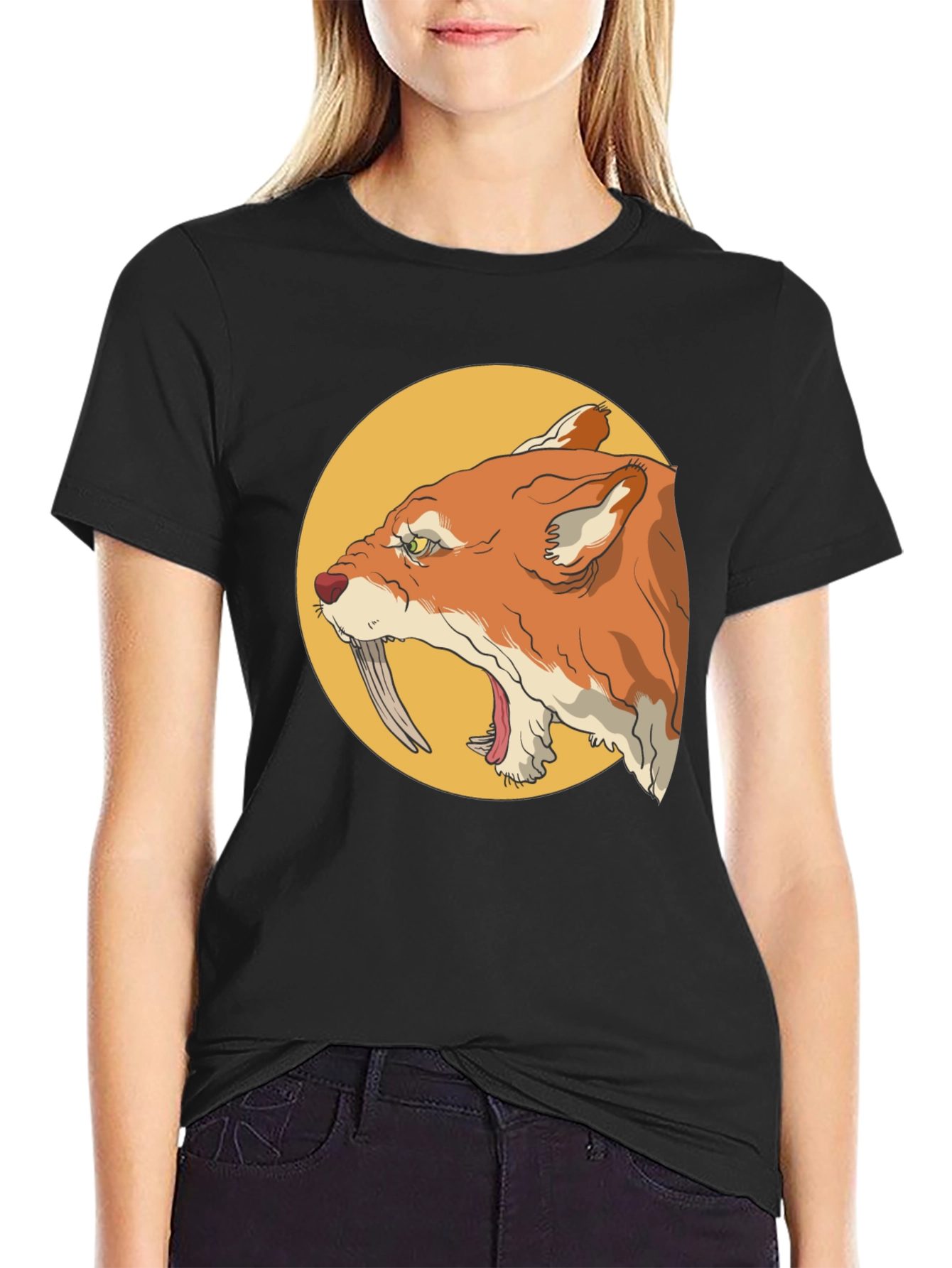 Cool Graphic Tee - Saber-Toothed Cat Design