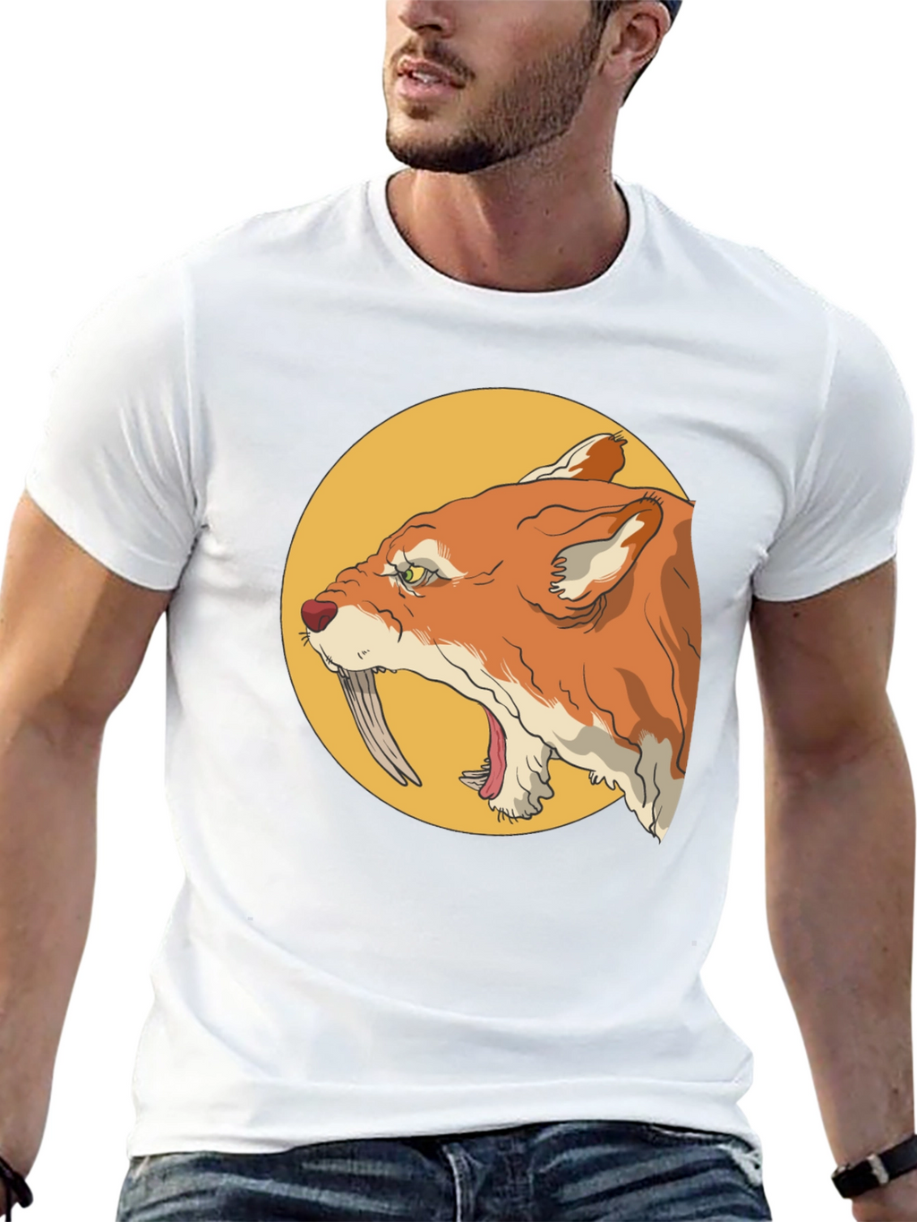 Cool Graphic Tee - Saber-Toothed Cat Design