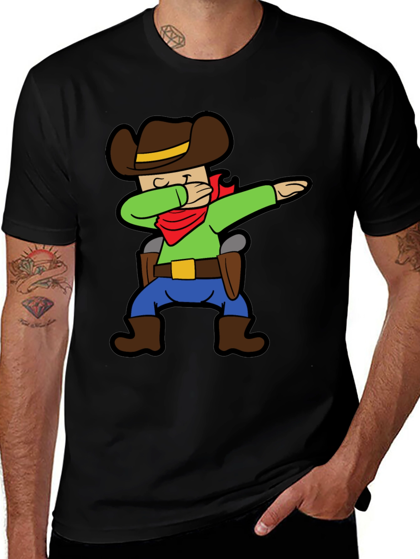 Cartoon Cowboy Dabbing Graphic Tee
