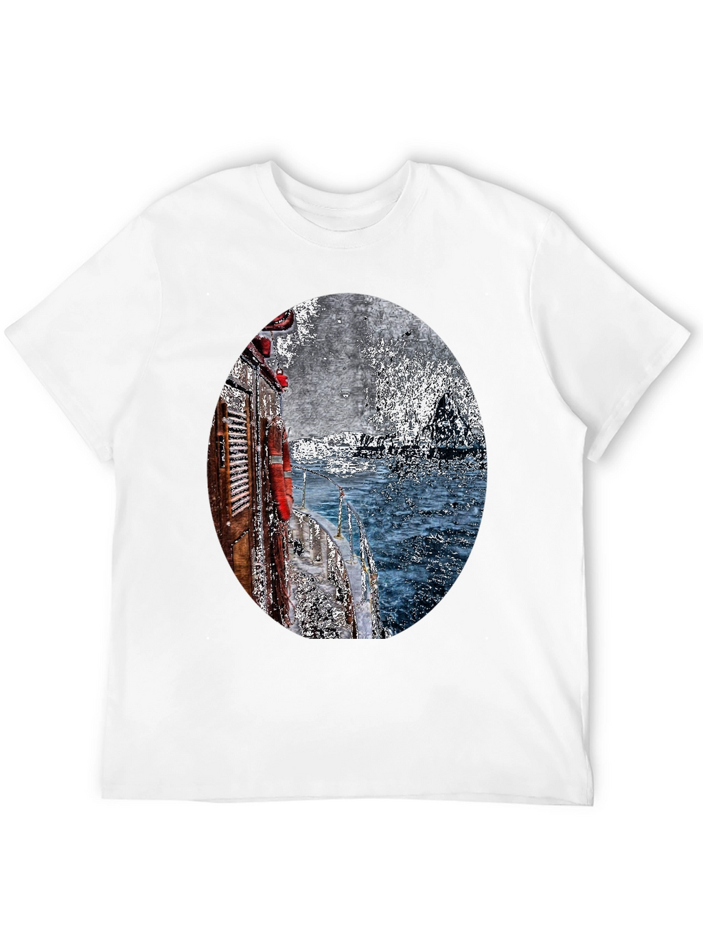 Boat Painting Graphic Tee - Black