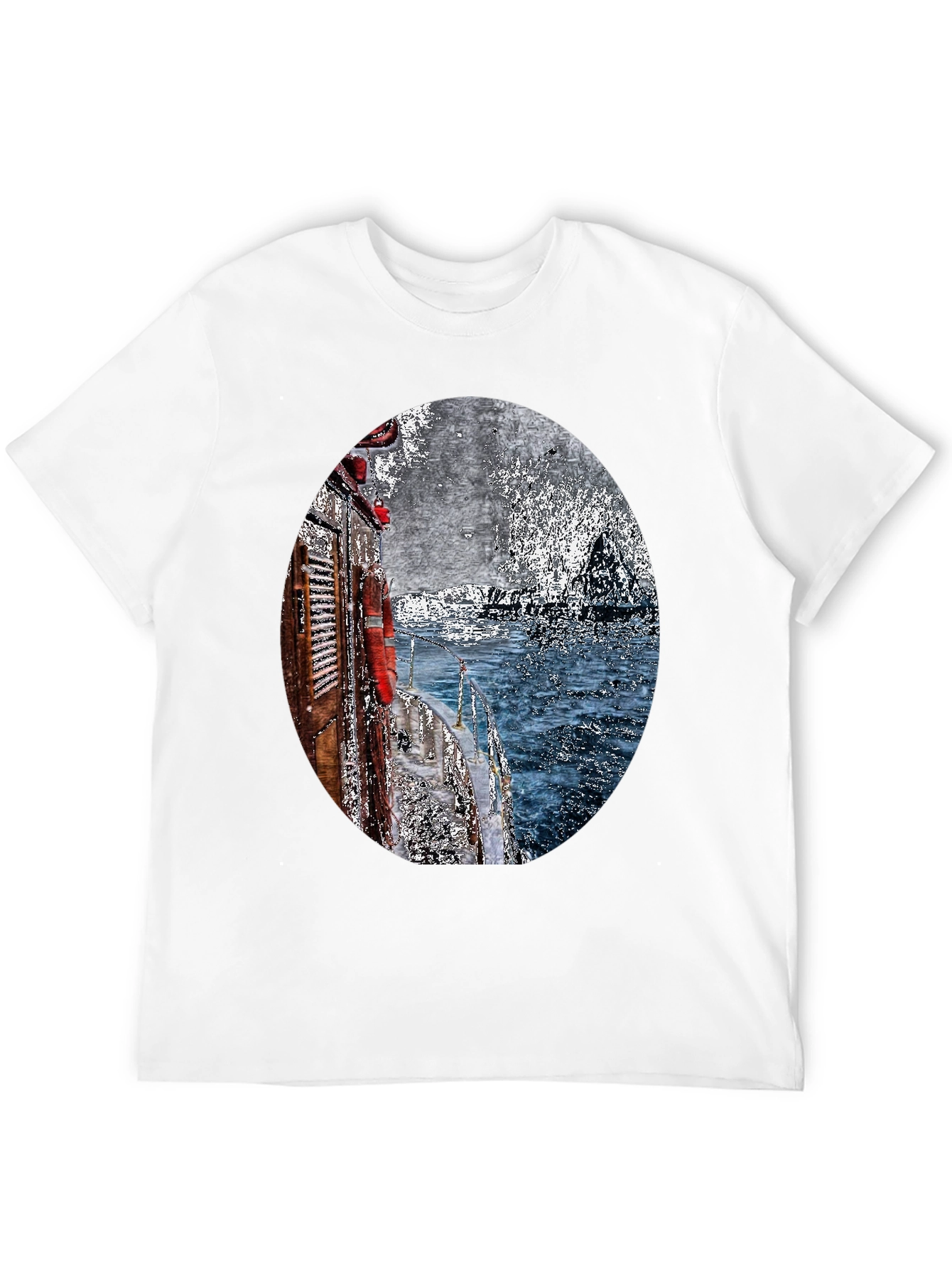 Boat Painting Graphic Tee - Black