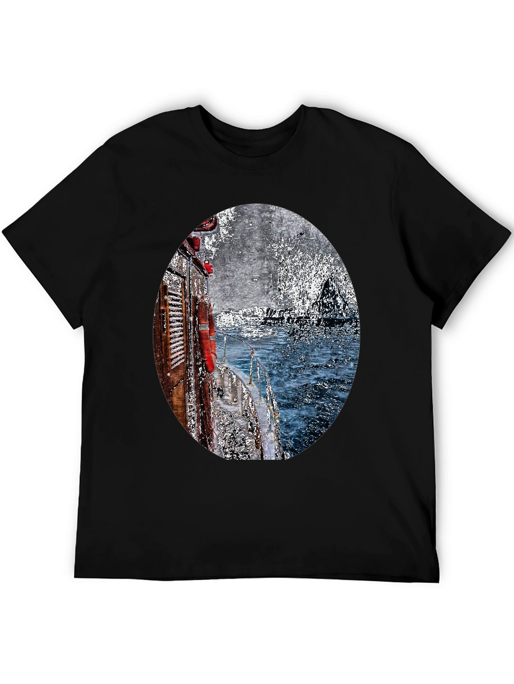 Boat Painting Graphic Tee - Black