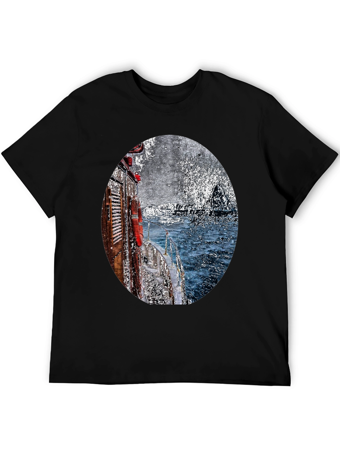Boat Painting Graphic Tee - Black