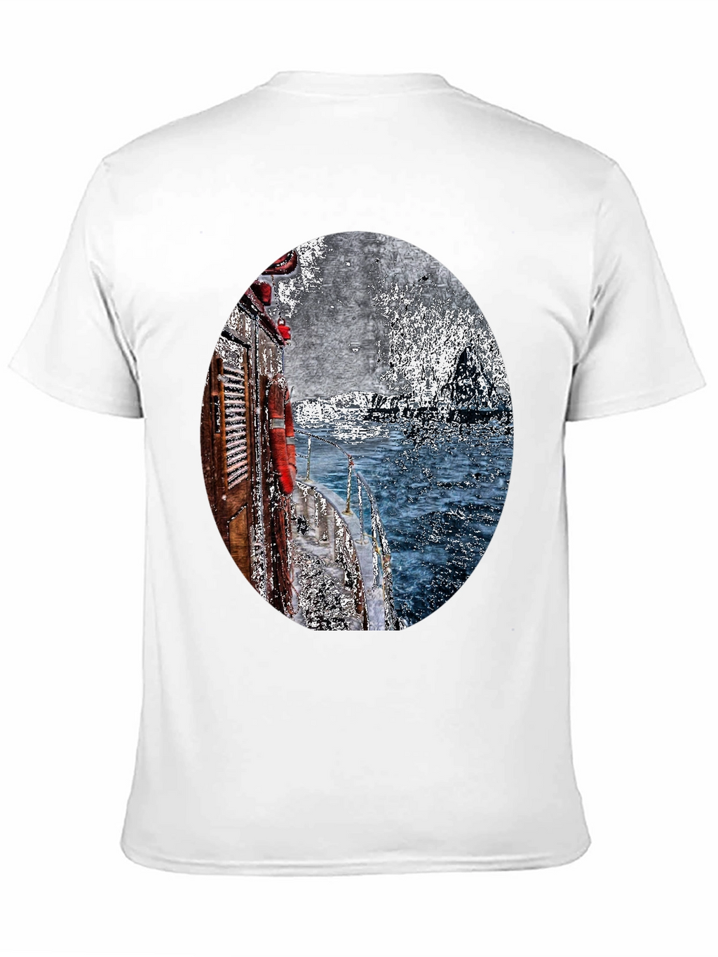 Boat Painting Graphic Tee - Black