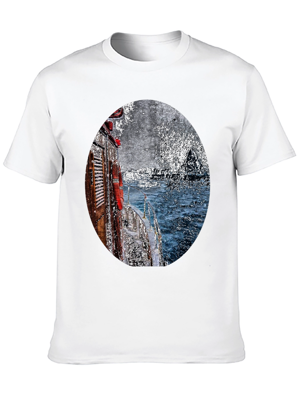 Boat Painting Graphic Tee - Black