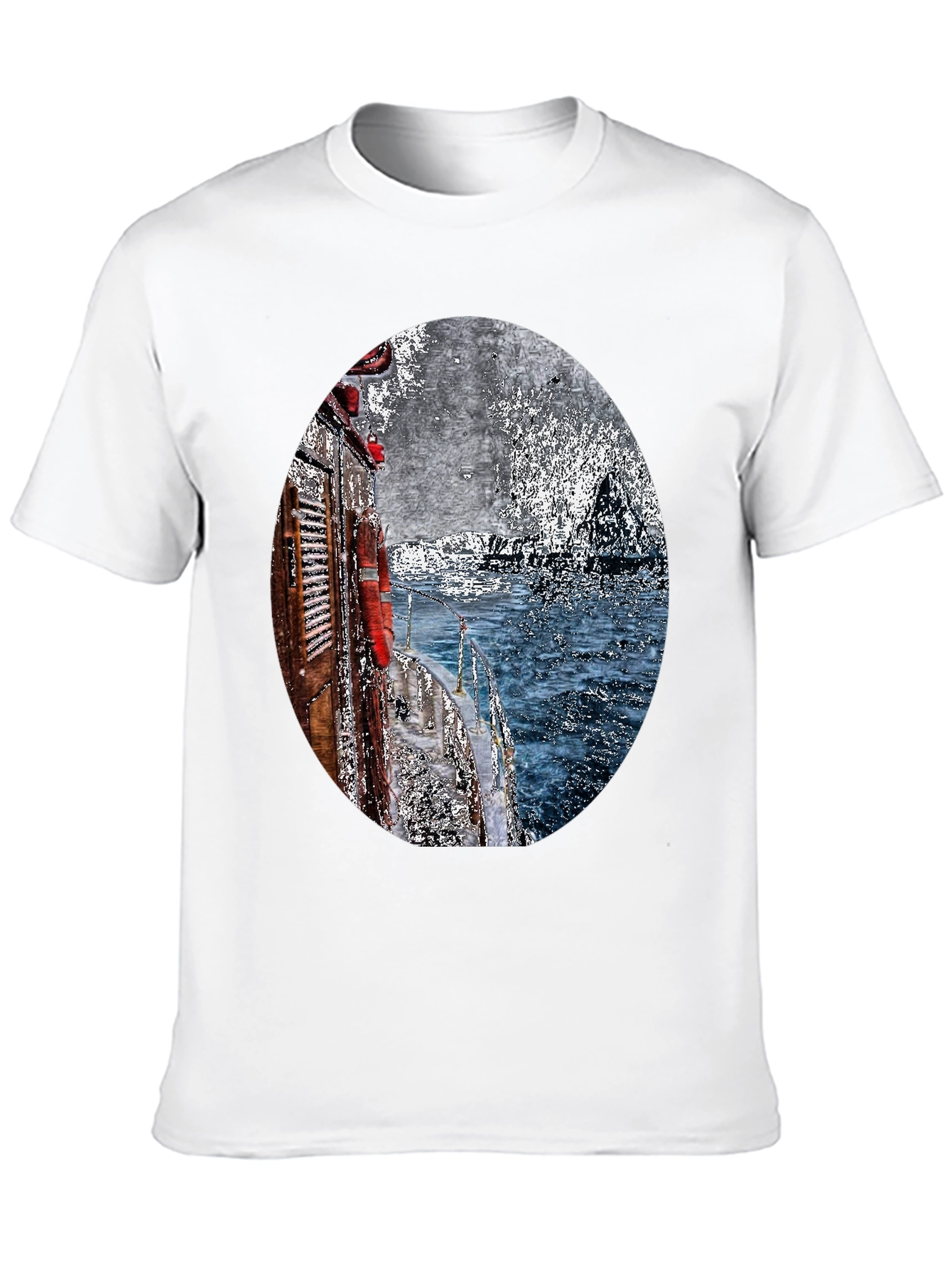 Boat Painting Graphic Tee - Black