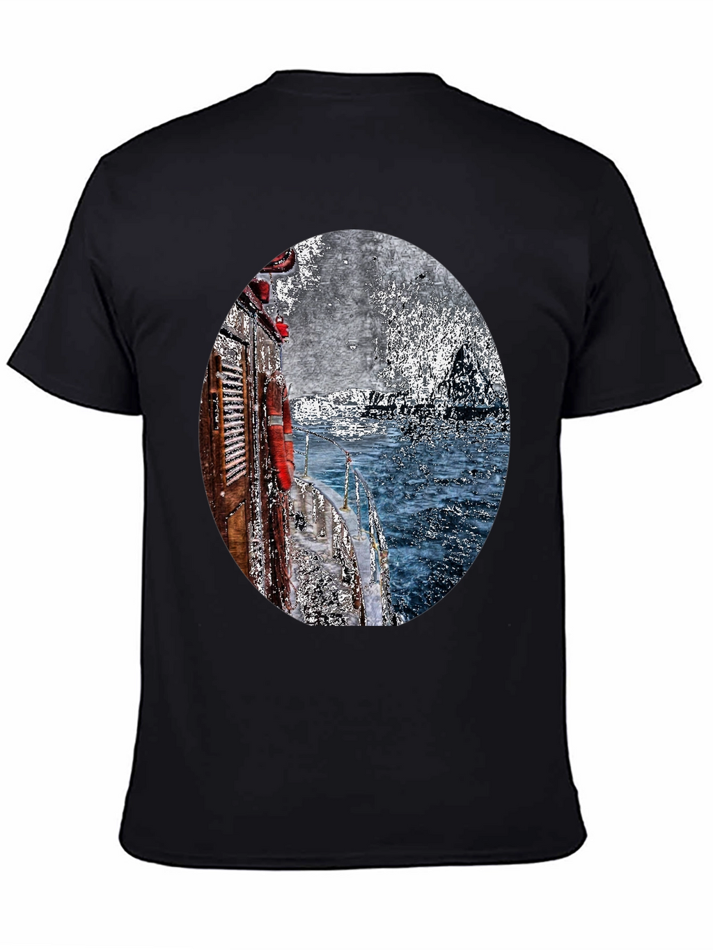 Boat Painting Graphic Tee - Black