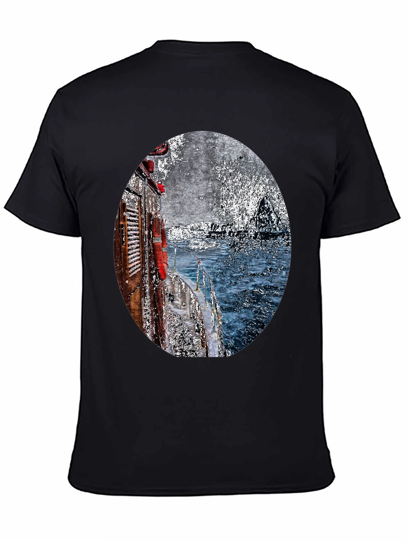 Boat Painting Graphic Tee - Black