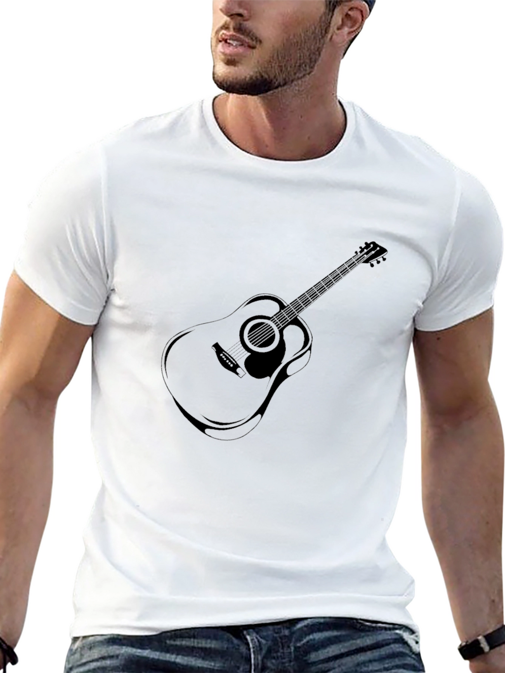 Acoustic Guitar Graphic T-Shirt - Black