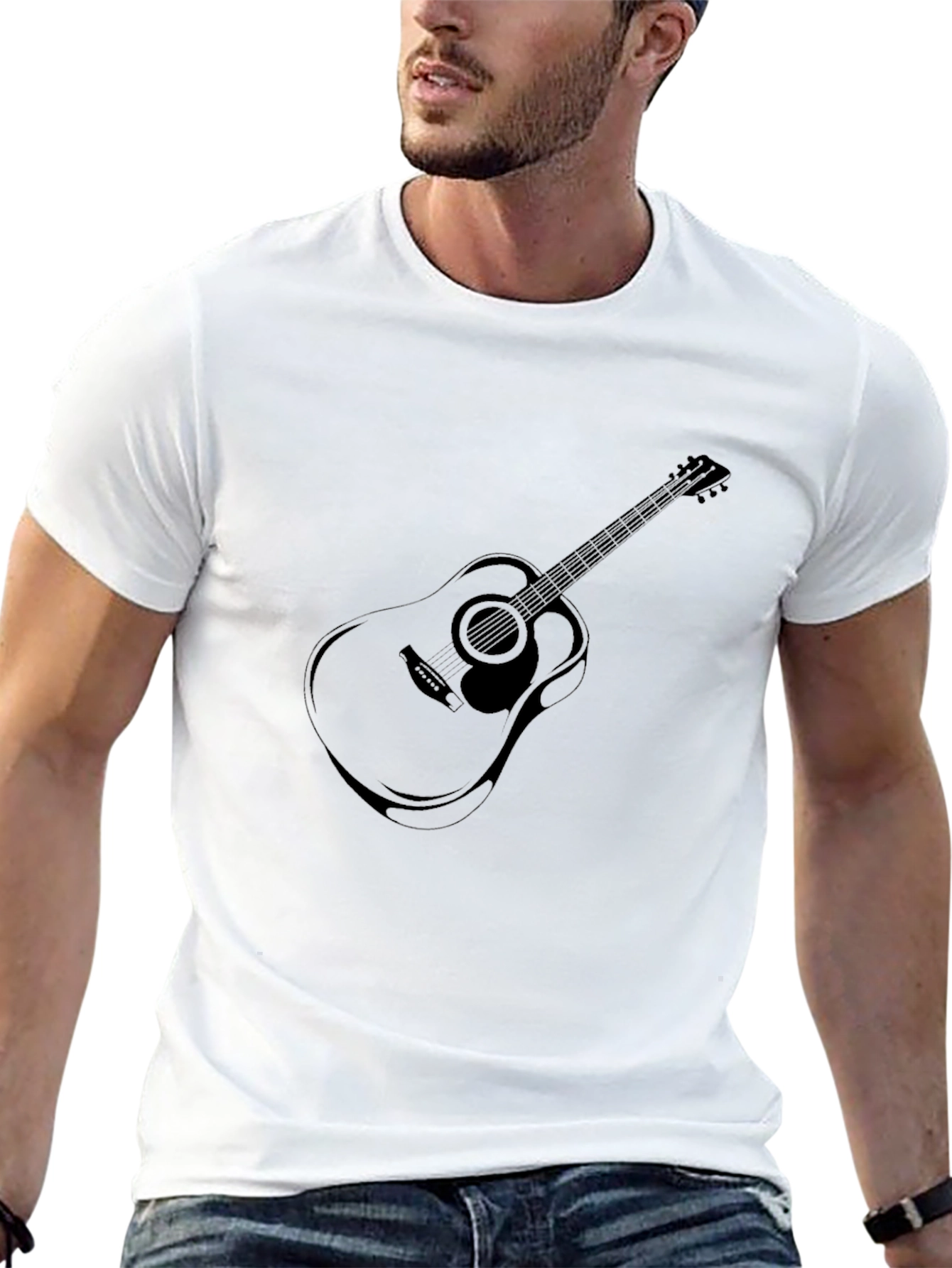 Acoustic Guitar Graphic T-Shirt - Black