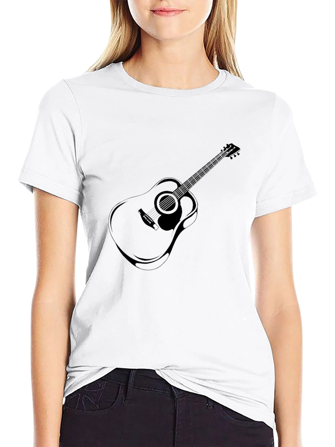 Acoustic Guitar Graphic T-Shirt - Black