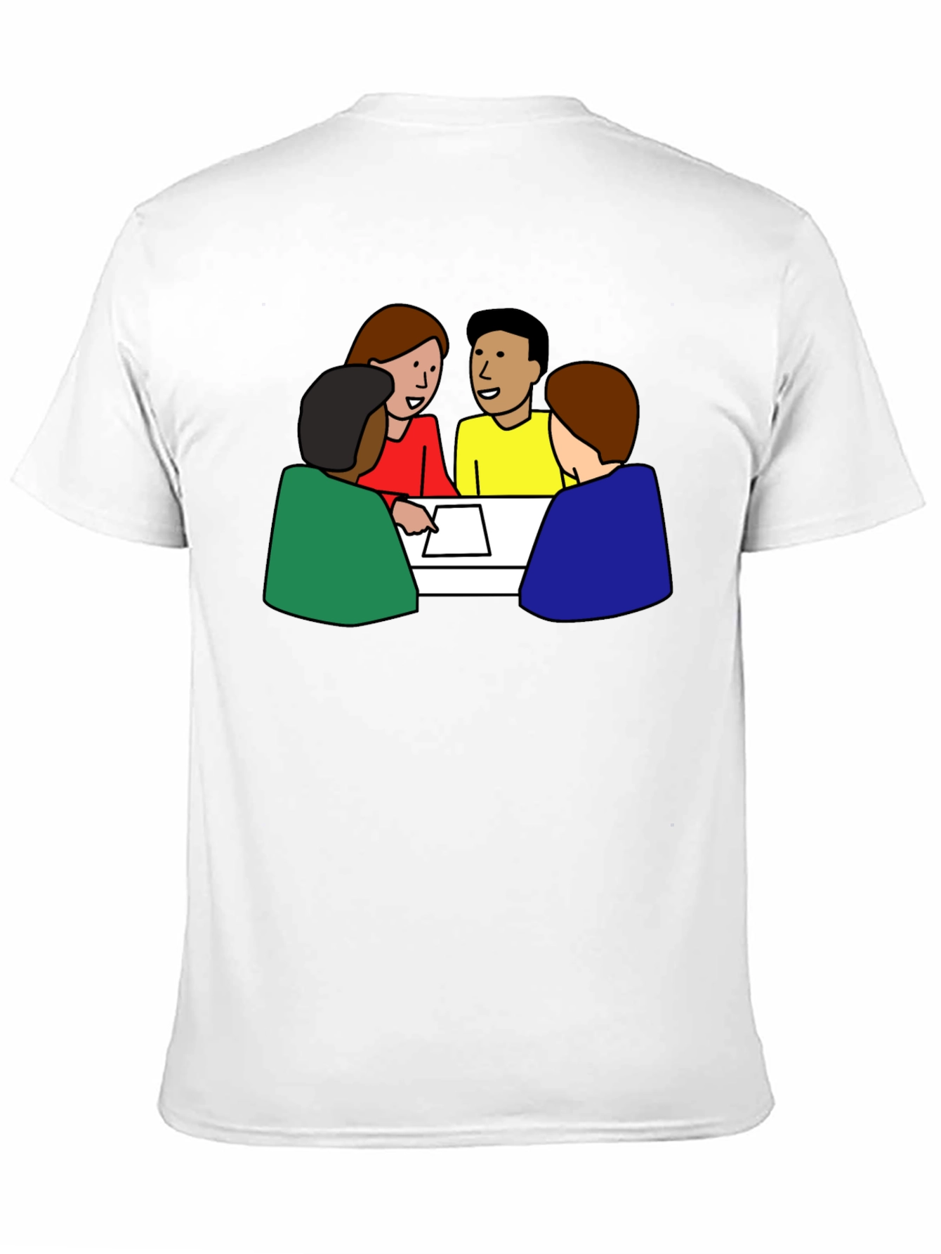 Black T-Shirt with Meeting Cartoon Graphic