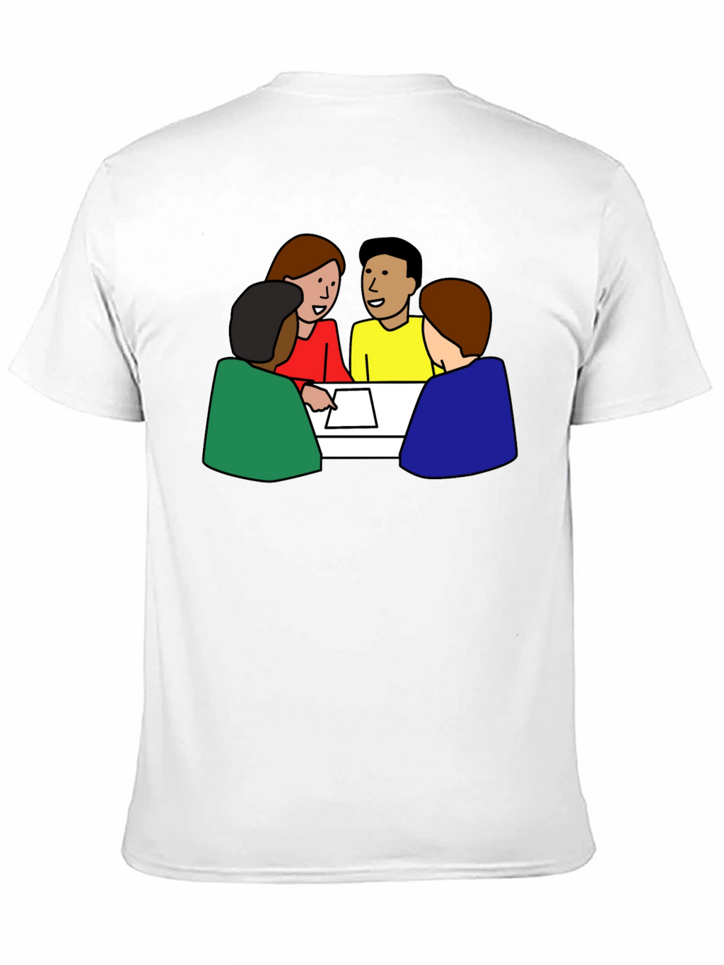 Black T-Shirt with Meeting Cartoon Graphic