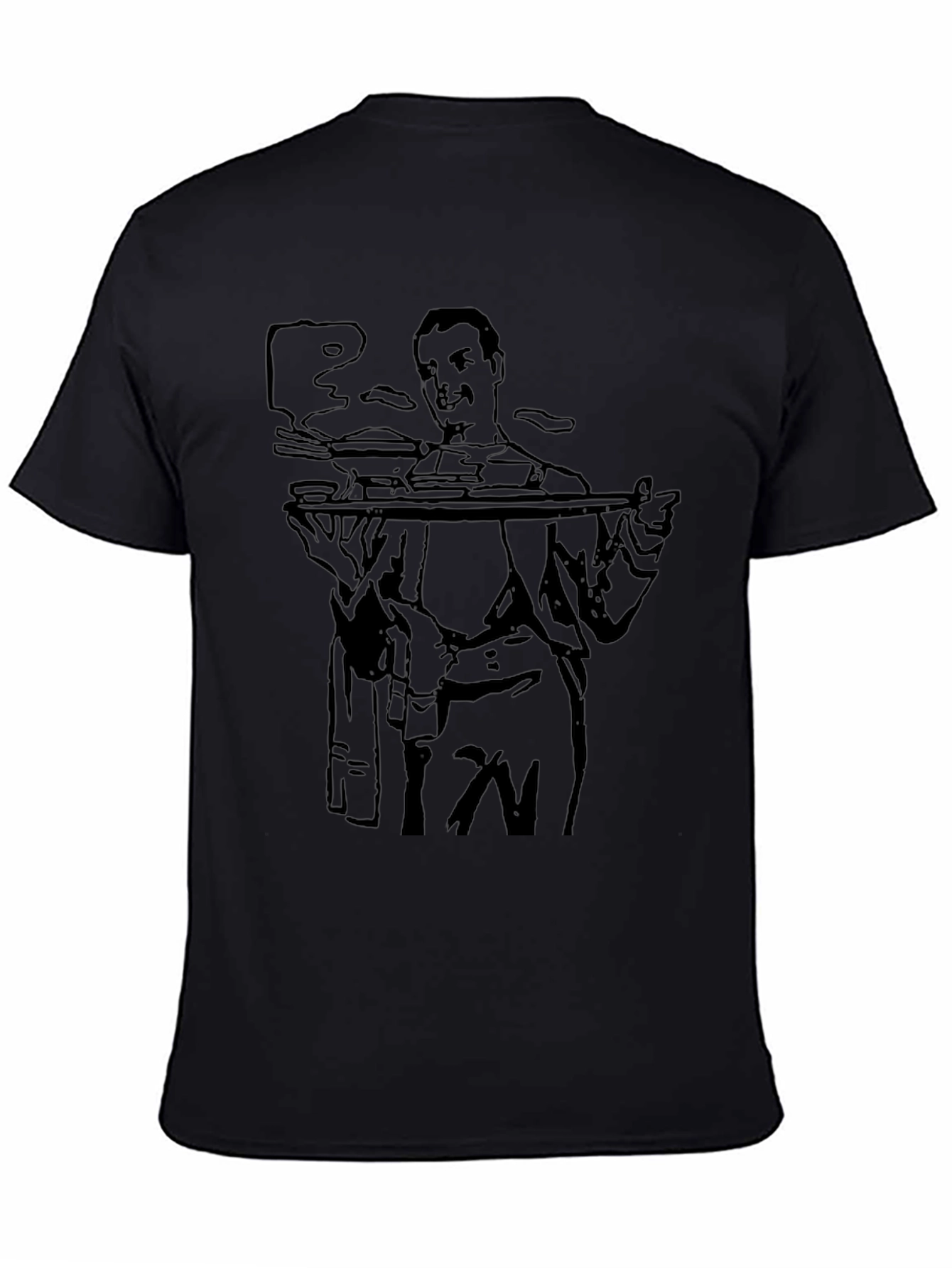 Waiter Graphic Tee - Black Cotton Crewneck T-Shirt