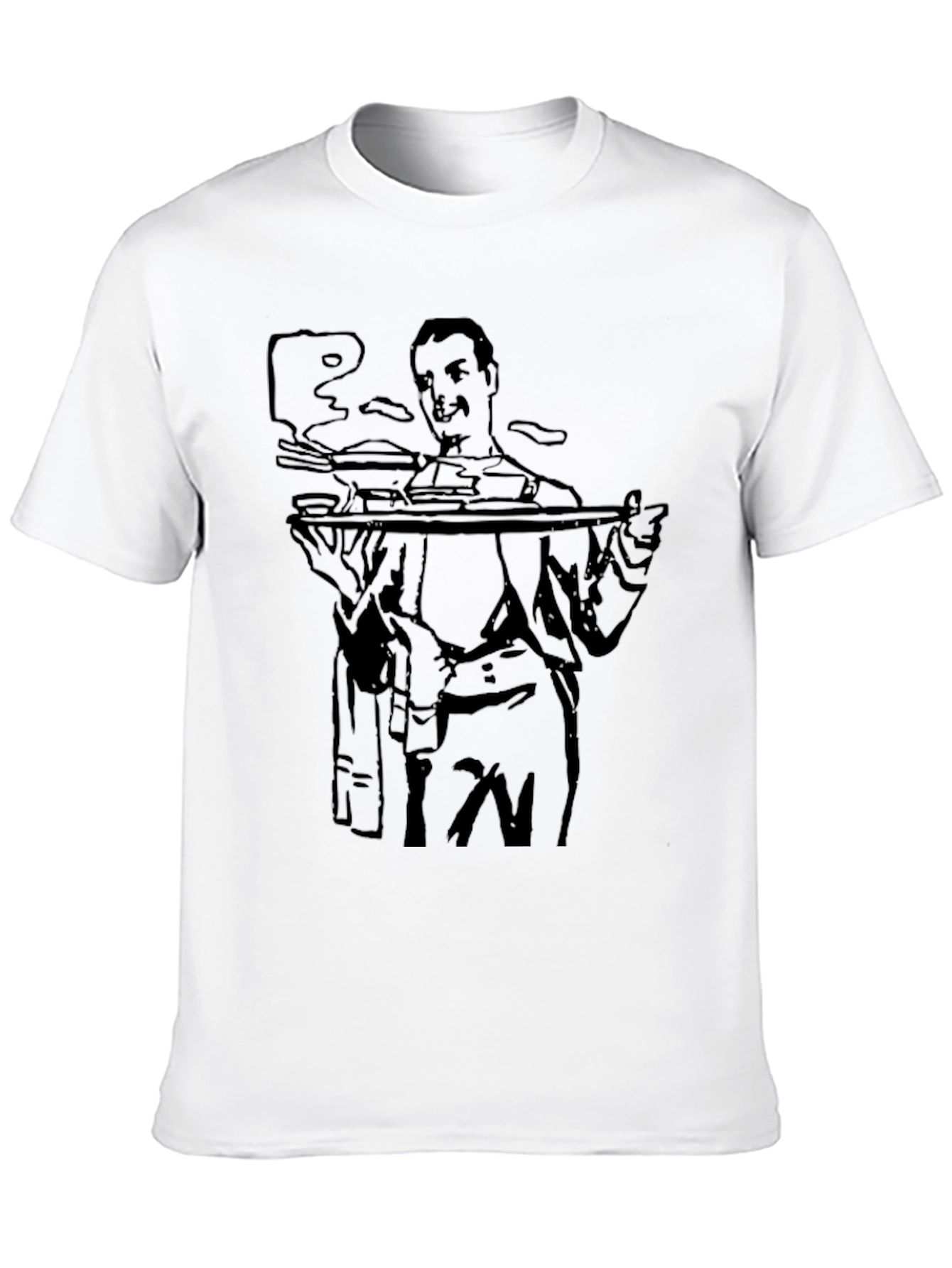 Waiter Graphic Tee - Black Cotton Crewneck T-Shirt