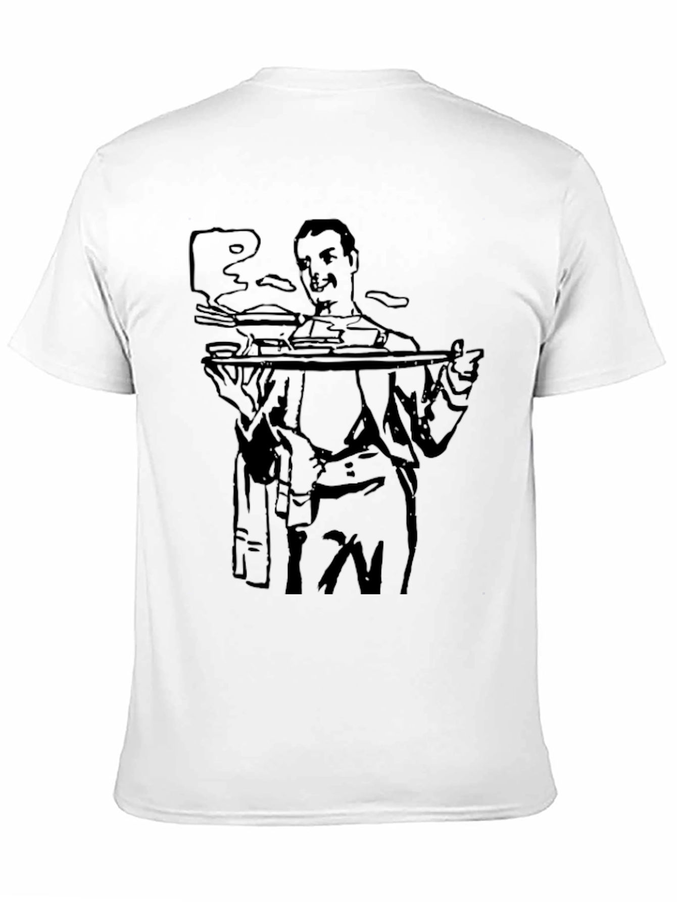 Waiter Graphic Tee - Black Cotton Crewneck T-Shirt