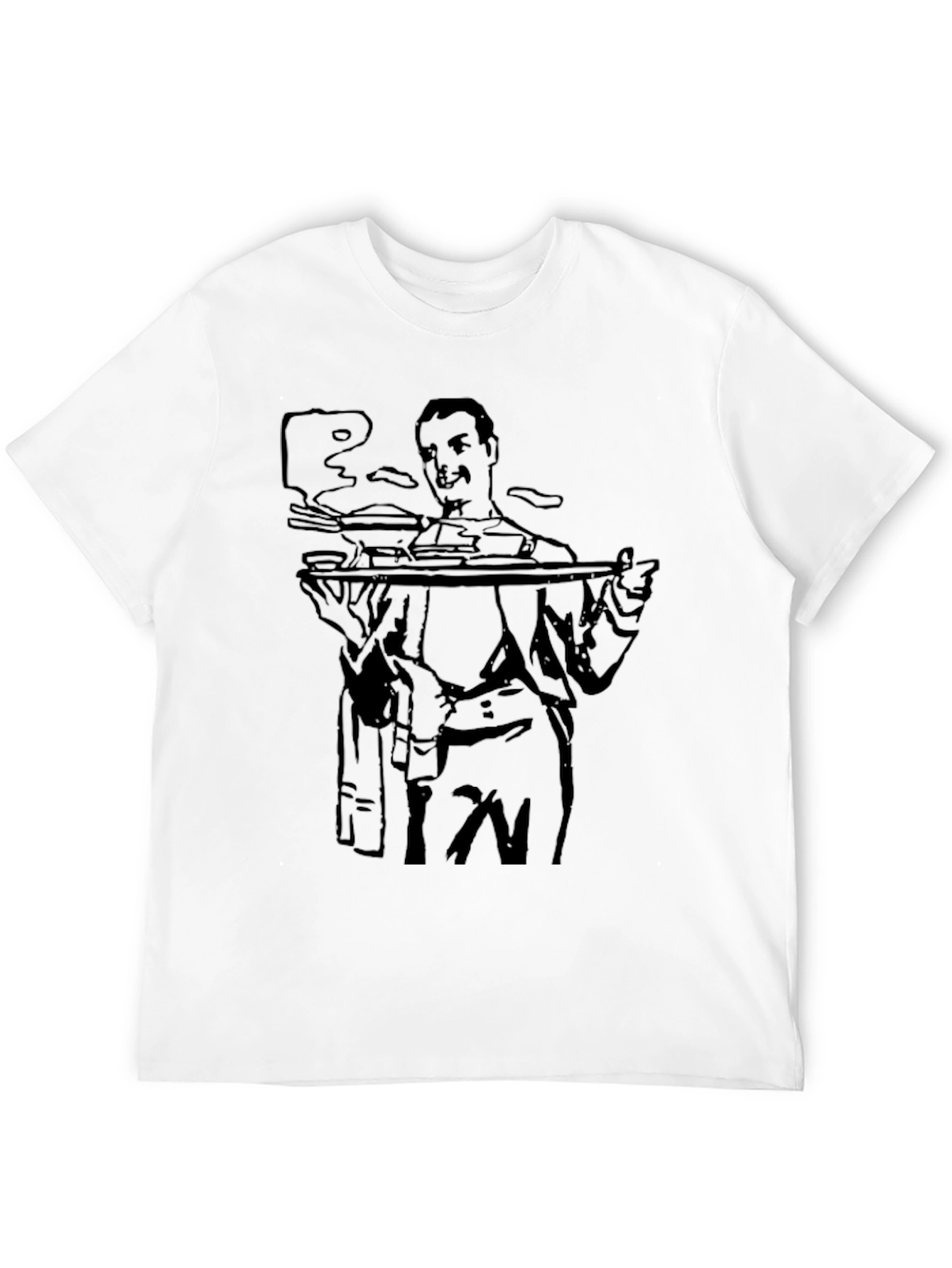 Waiter Graphic Tee - Black Cotton Crewneck T-Shirt