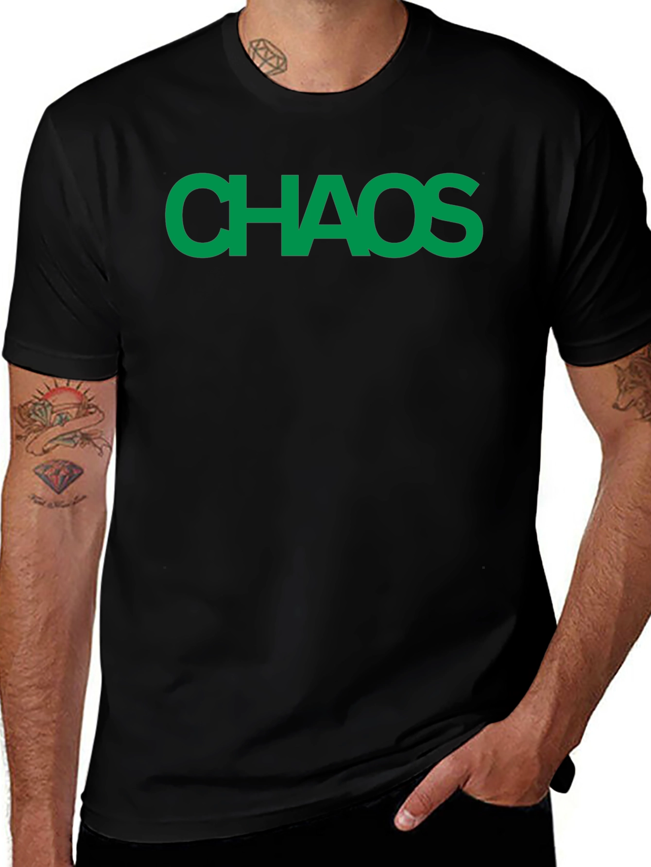 Chaos T-Shirt - Bold Green Text on Black