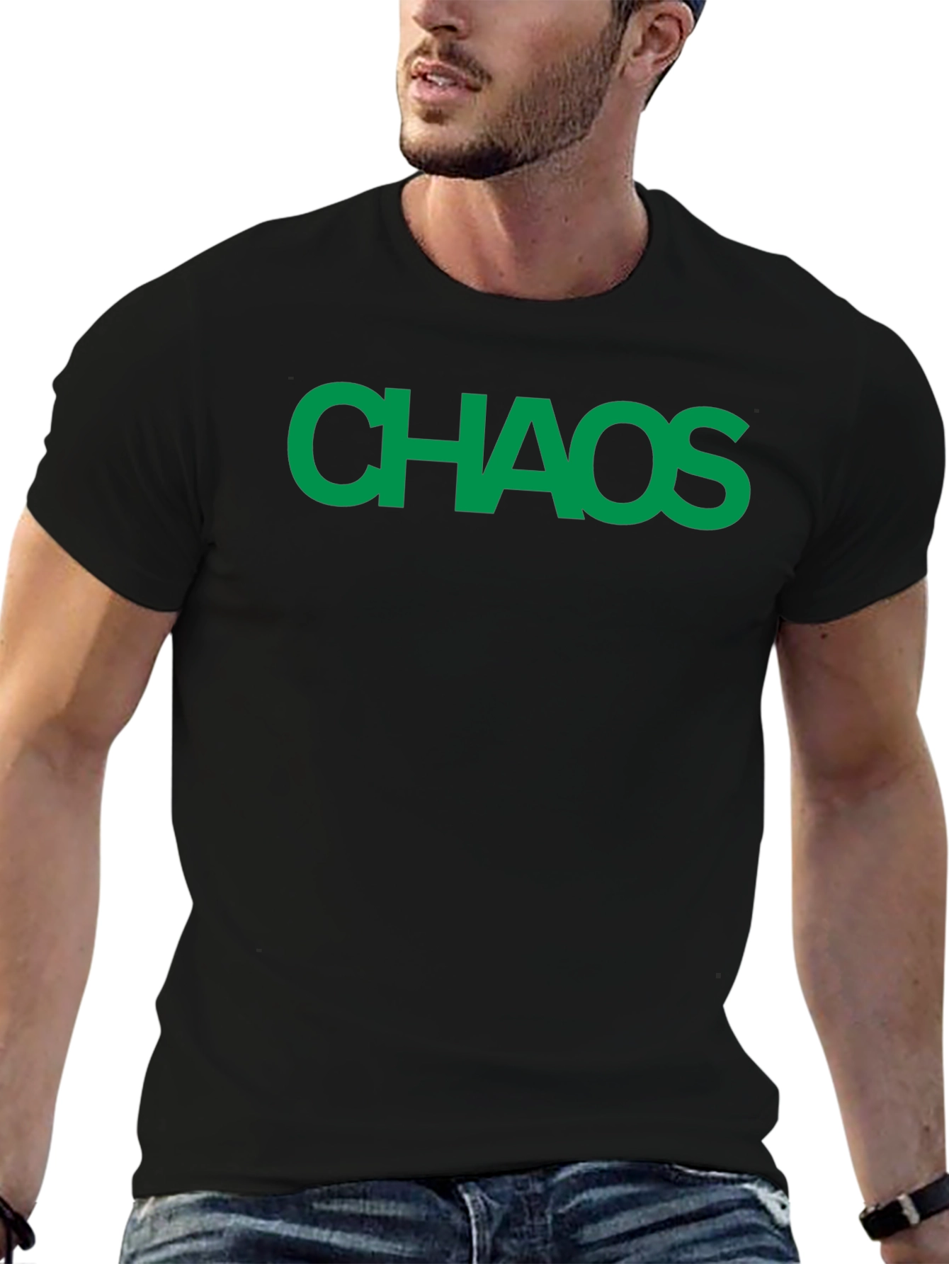 Chaos T-Shirt - Bold Green Text on Black