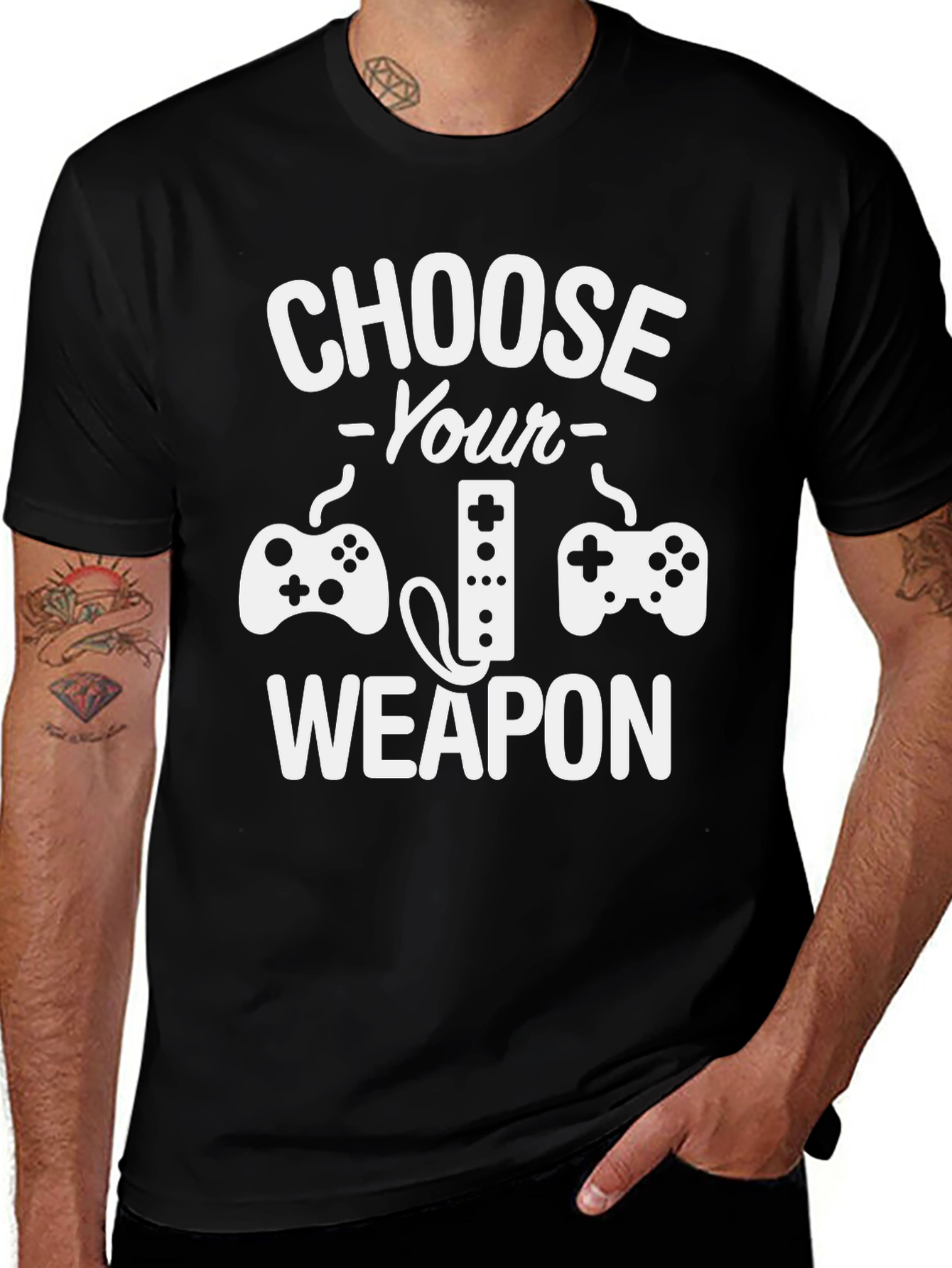 Choose Your Weapon Gamer T-Shirt - Black Cotton Tee