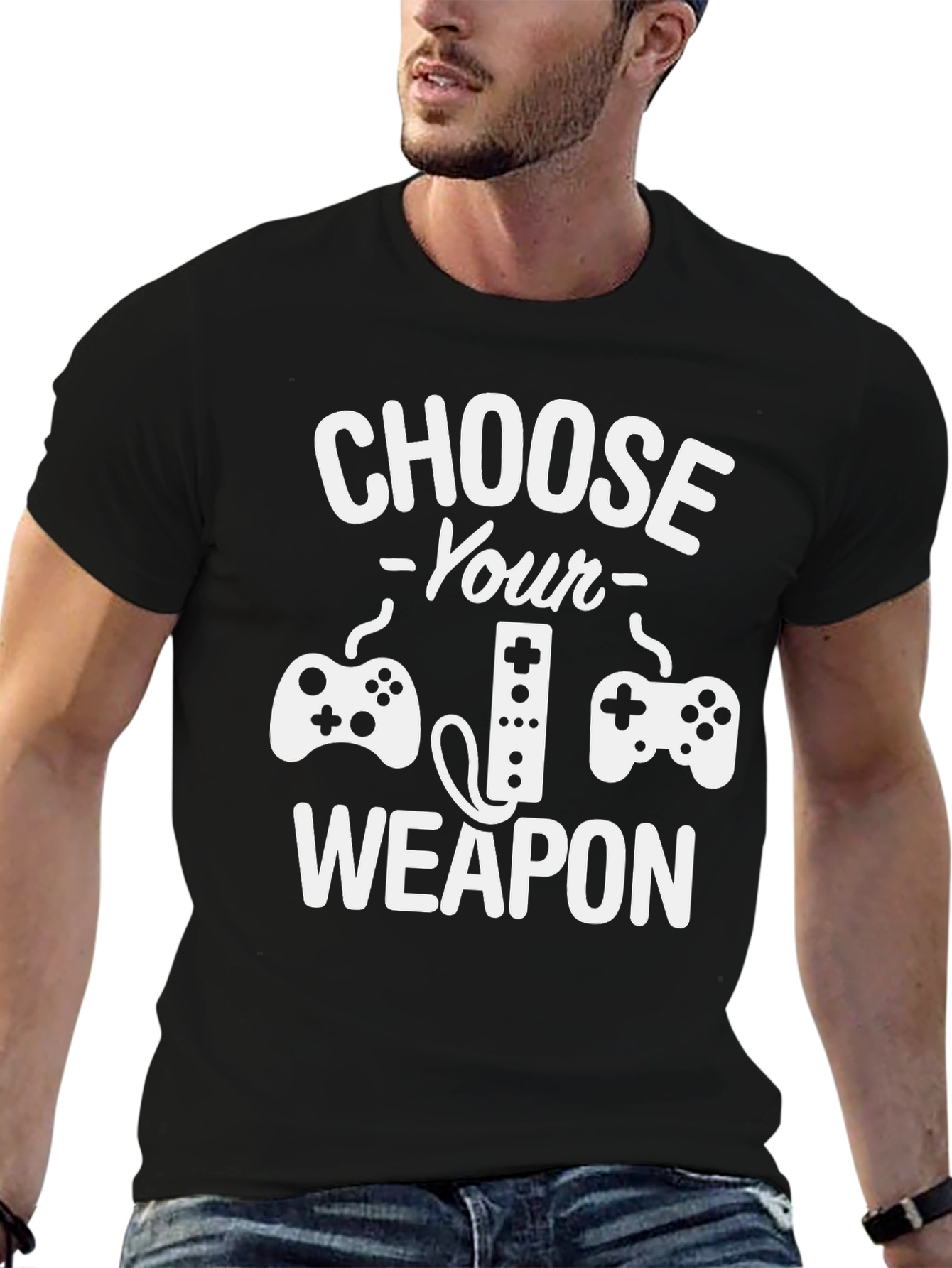 Choose Your Weapon Gamer T-Shirt - Black Cotton Tee