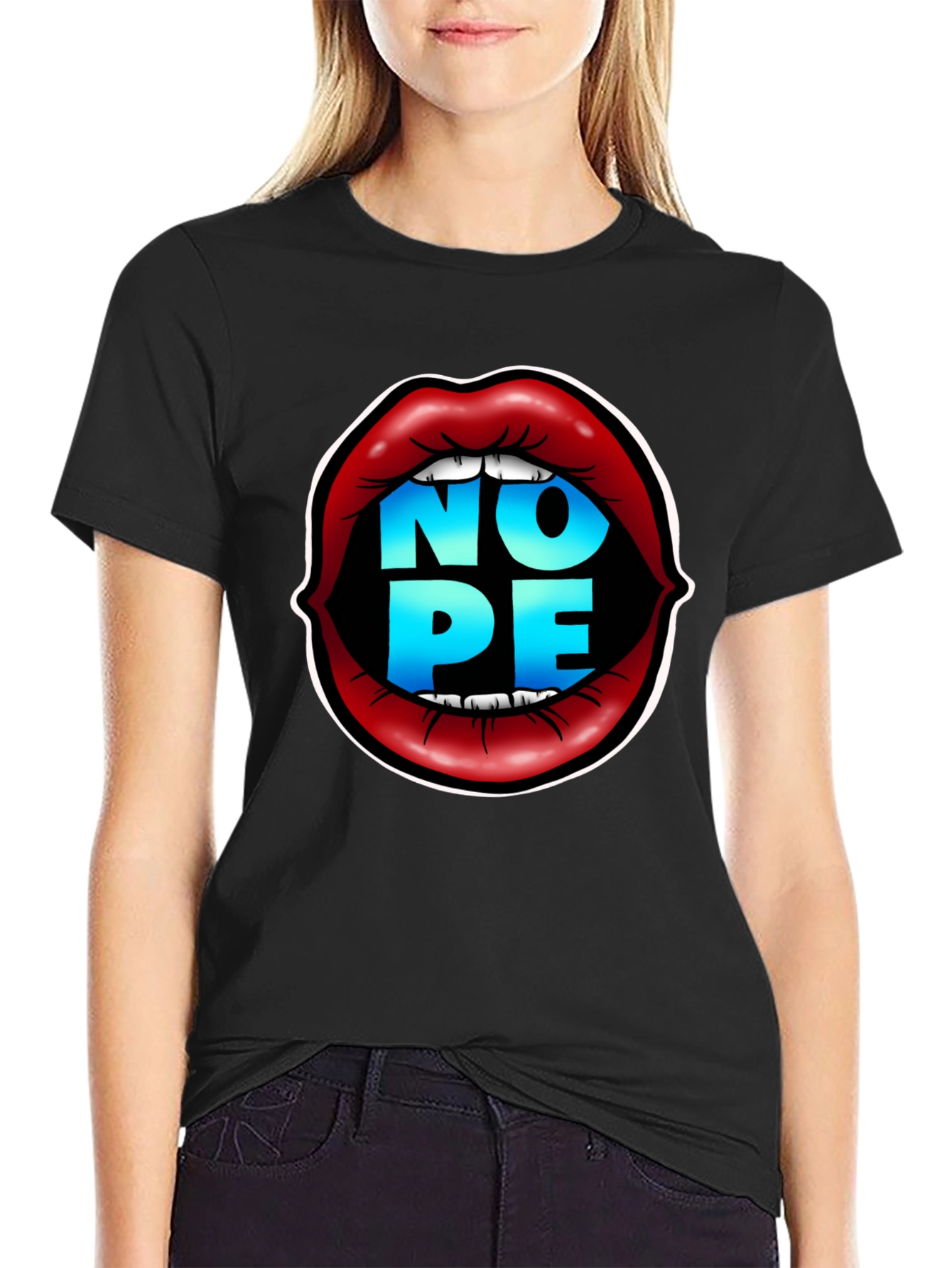 Nope Lips Graphic Tee - Bold Statement T-Shirt