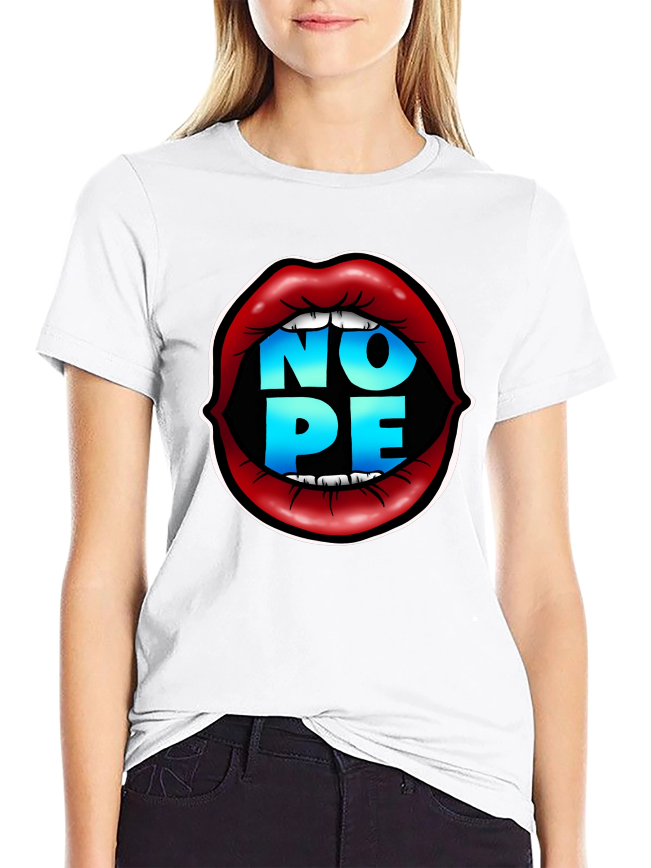 Nope Lips Graphic Tee - Bold Statement T-Shirt