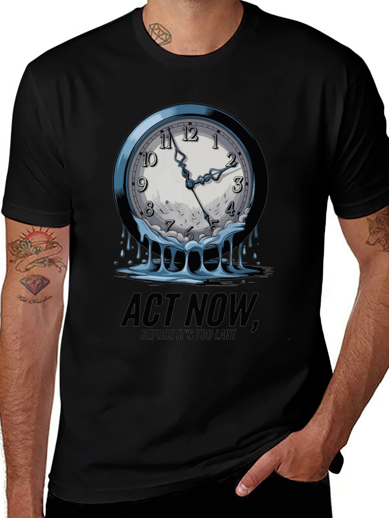 Act Now Melting Clock Graphic Tee