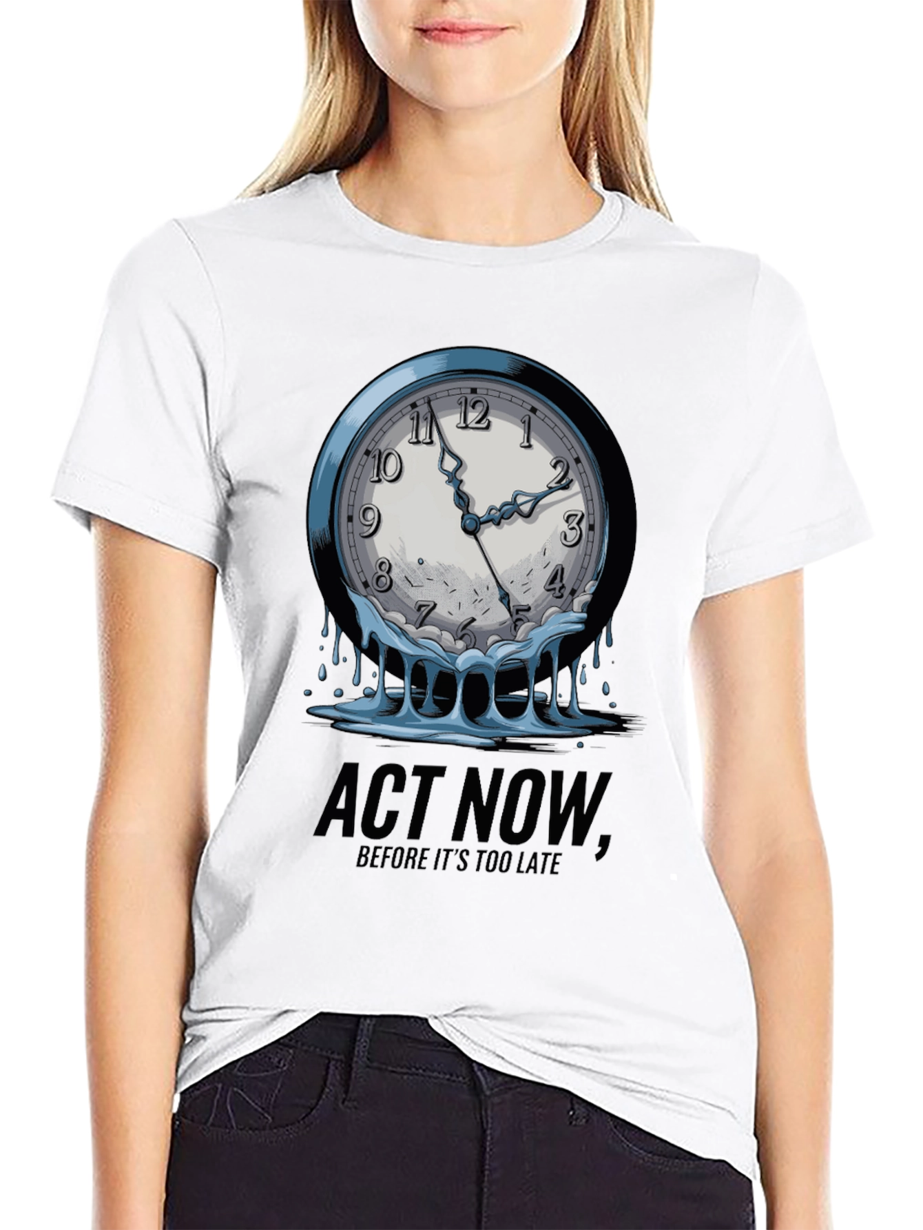 Act Now Melting Clock Graphic Tee