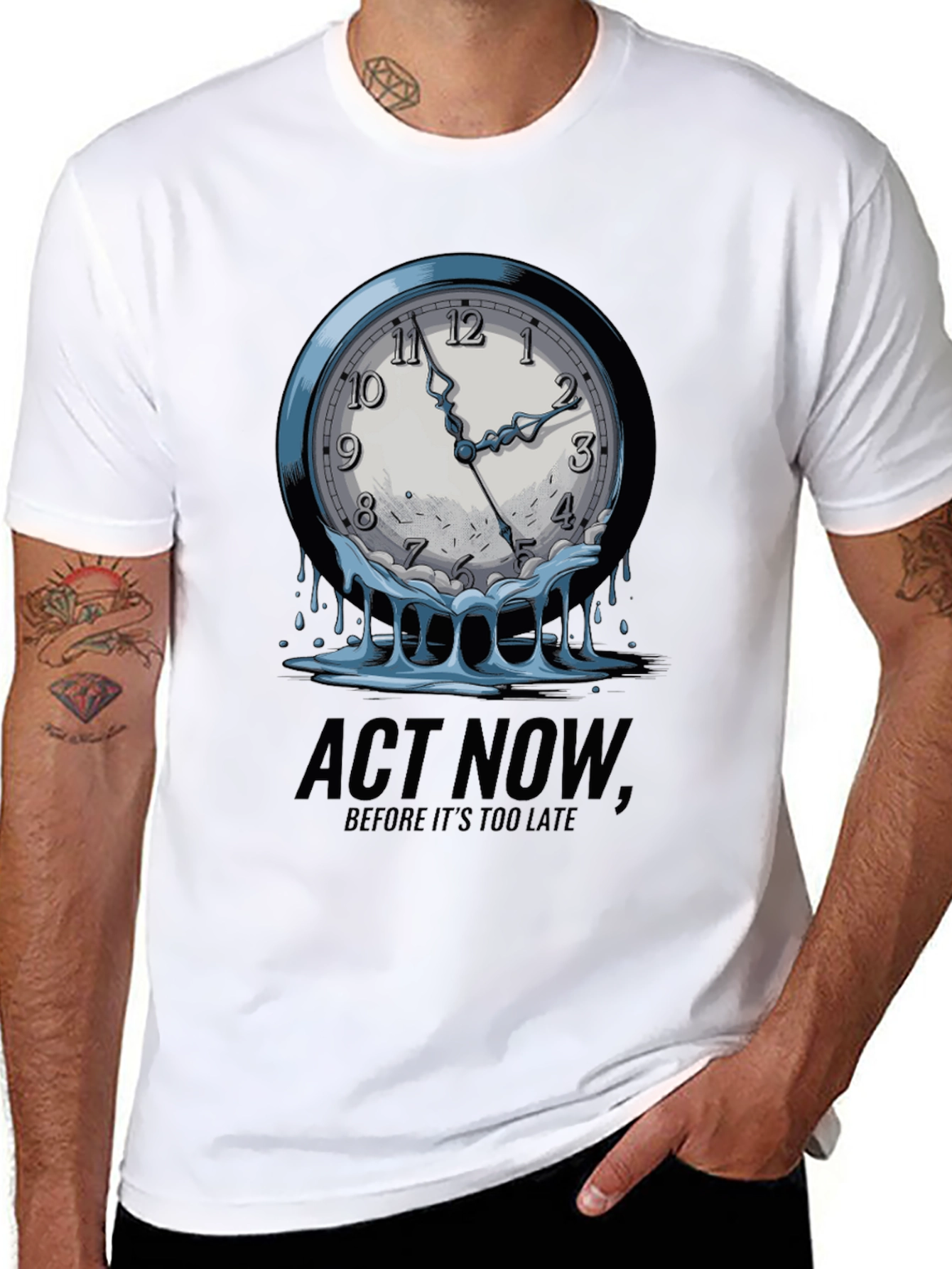 Act Now Melting Clock Graphic Tee