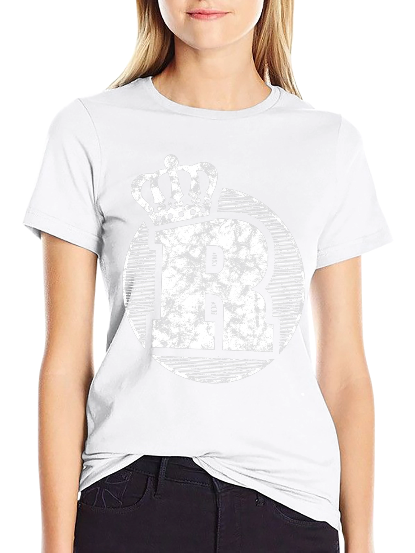 King Initial R Black Graphic Tee