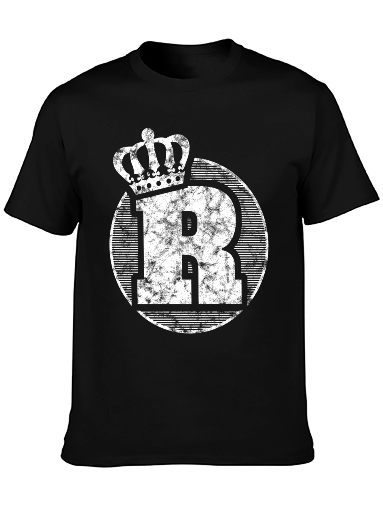 King Initial R Black Graphic Tee