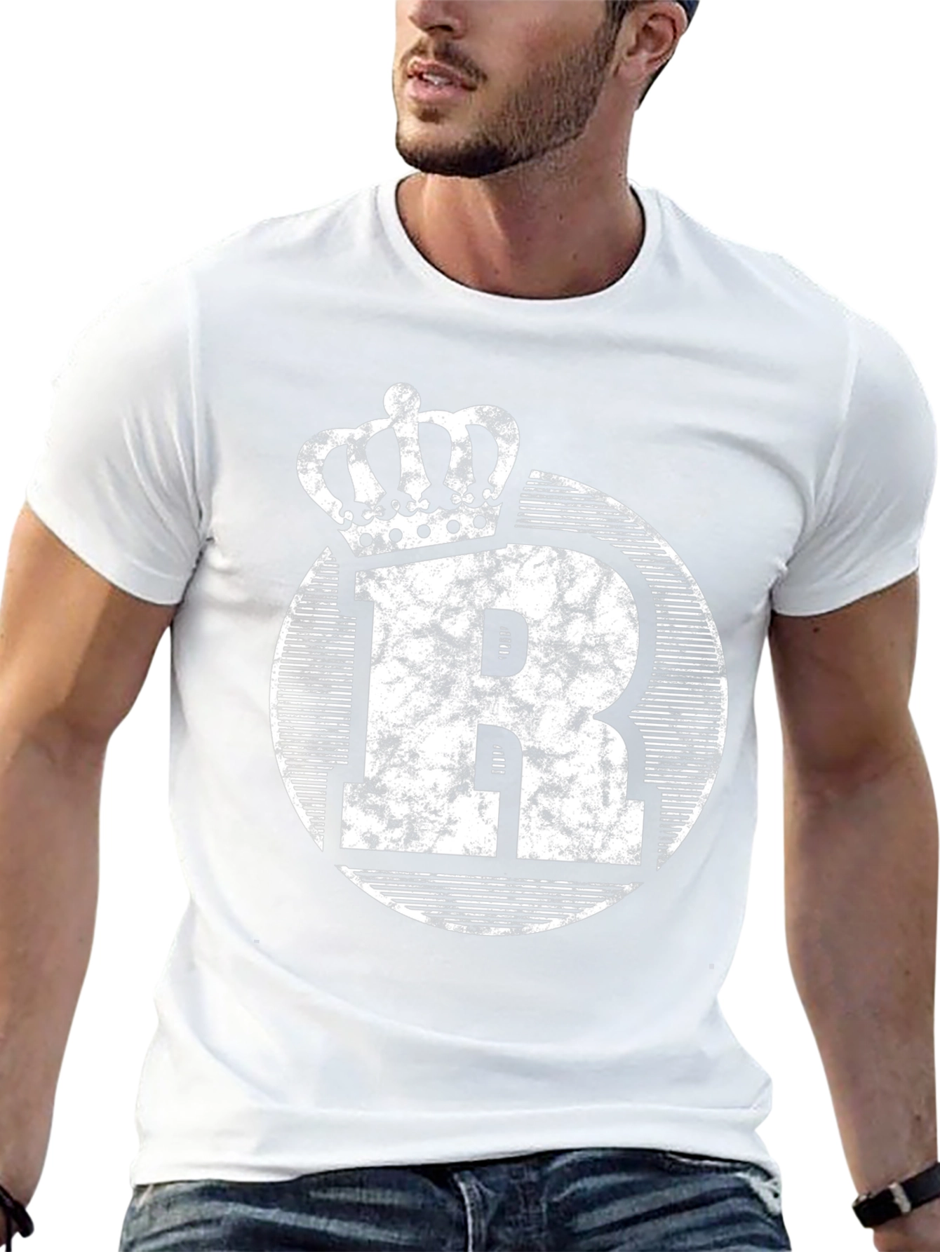 King Initial R Black Graphic Tee