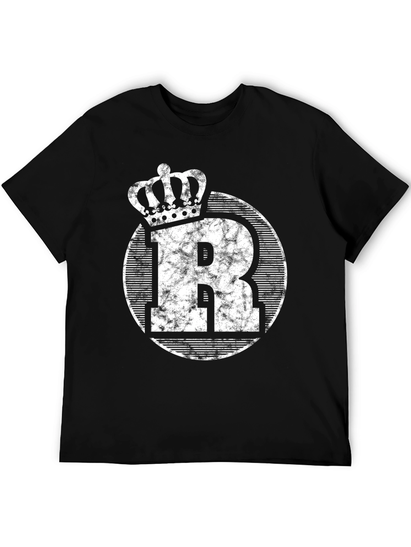 King Initial R Black Graphic Tee
