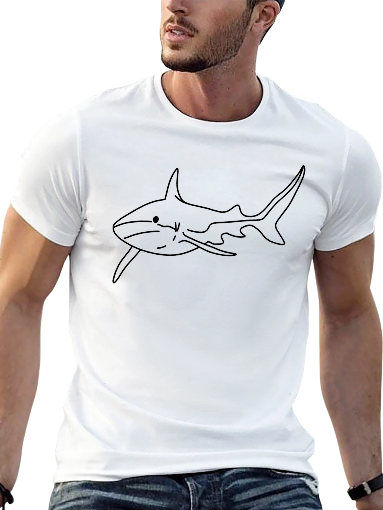 Black T-Shirt with Shark Graphic