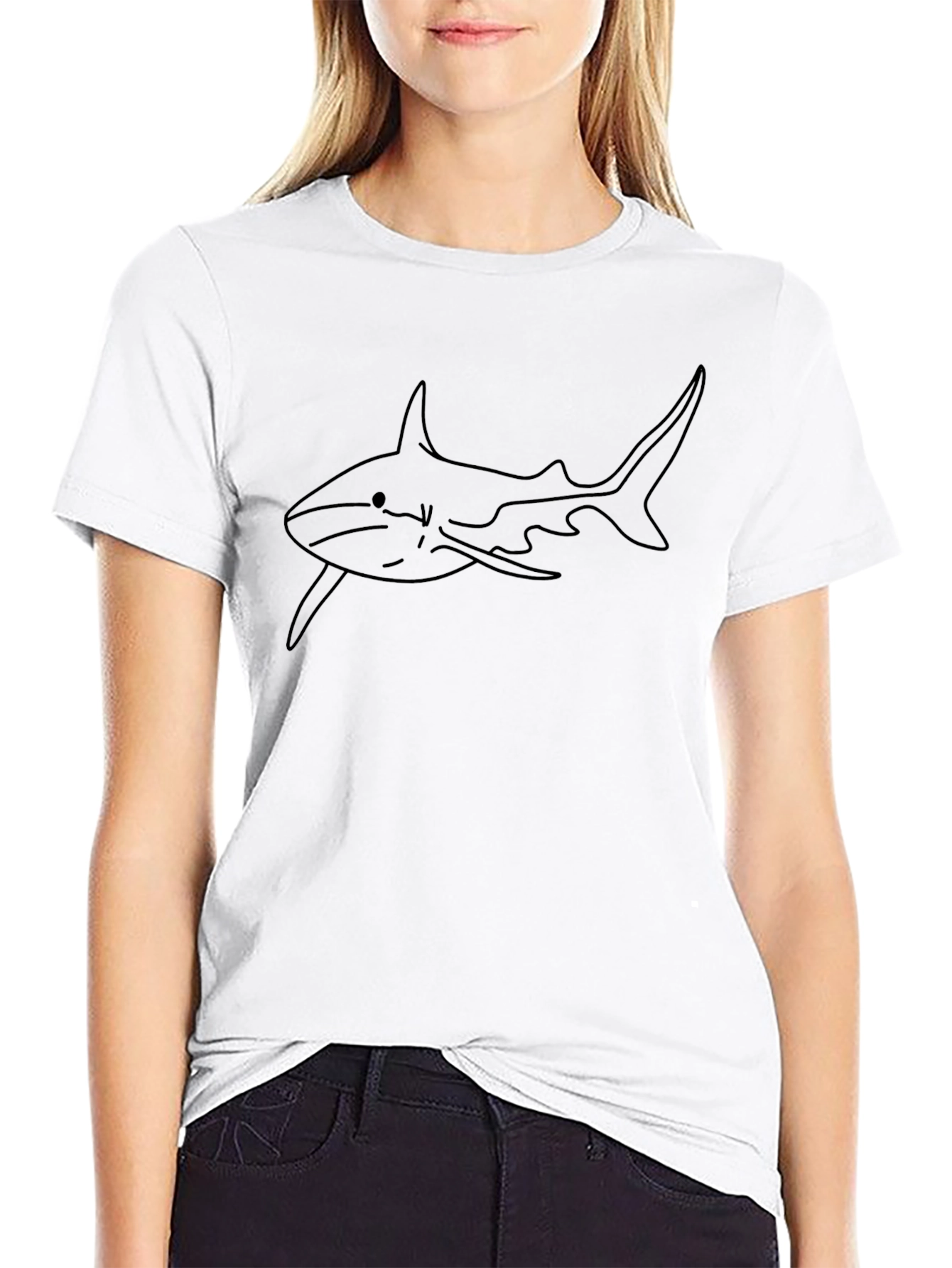 Black T-Shirt with Shark Graphic