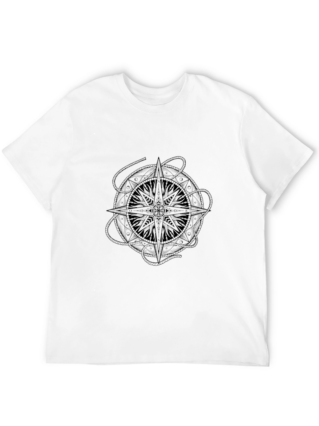 Black Compass Rose Graphic Print T-Shirt