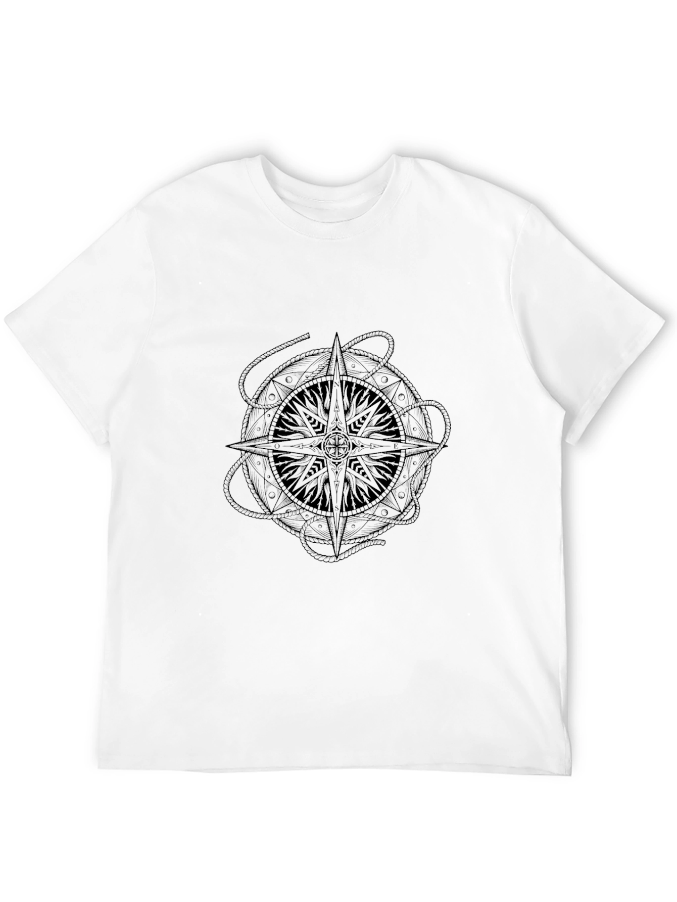 Black Compass Rose Graphic Print T-Shirt